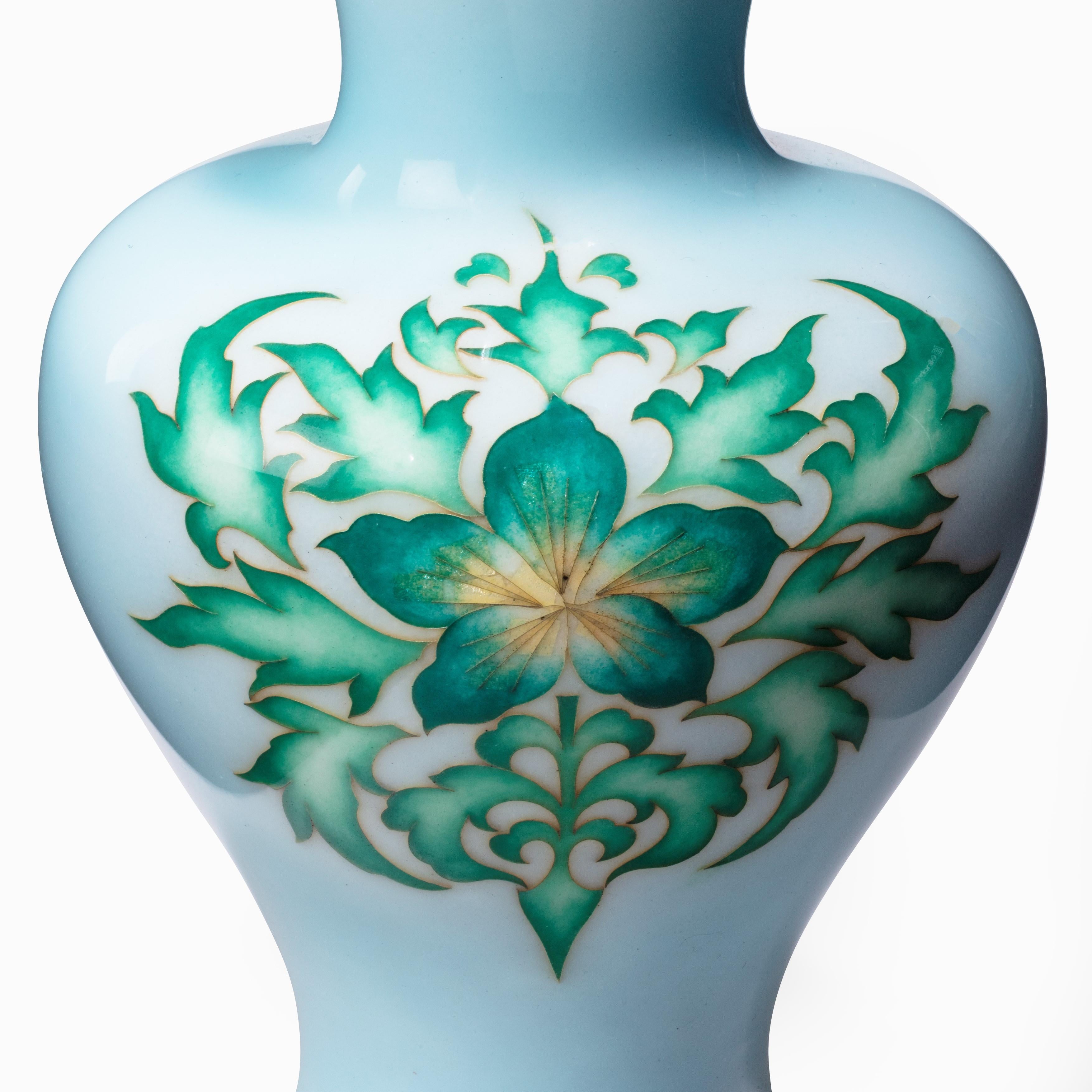 Showa Period Pale Blue Cloisonné Vase by Tamura In Good Condition In Lymington, Hampshire