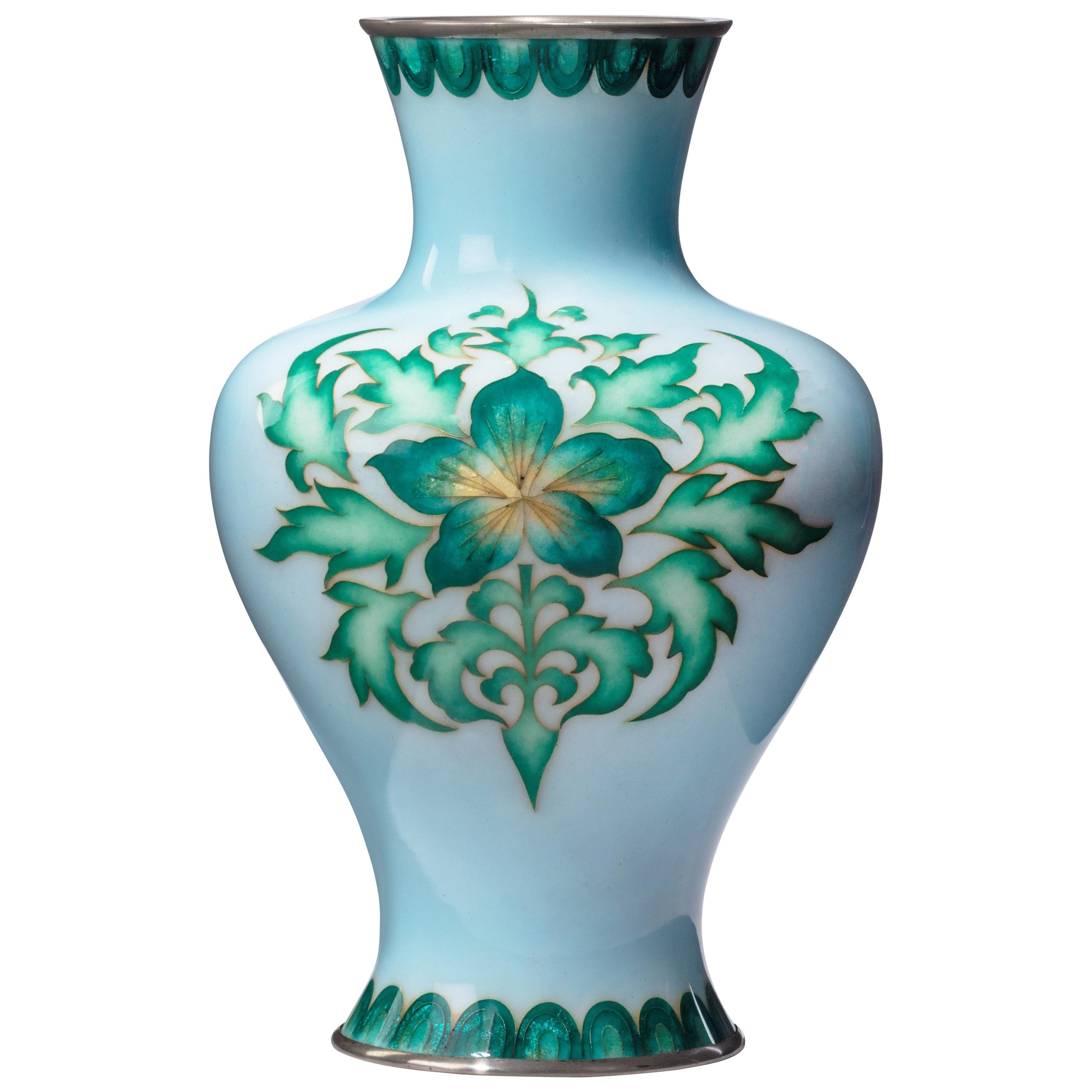 Showa Period Pale Blue Cloisonné Vase by Tamura