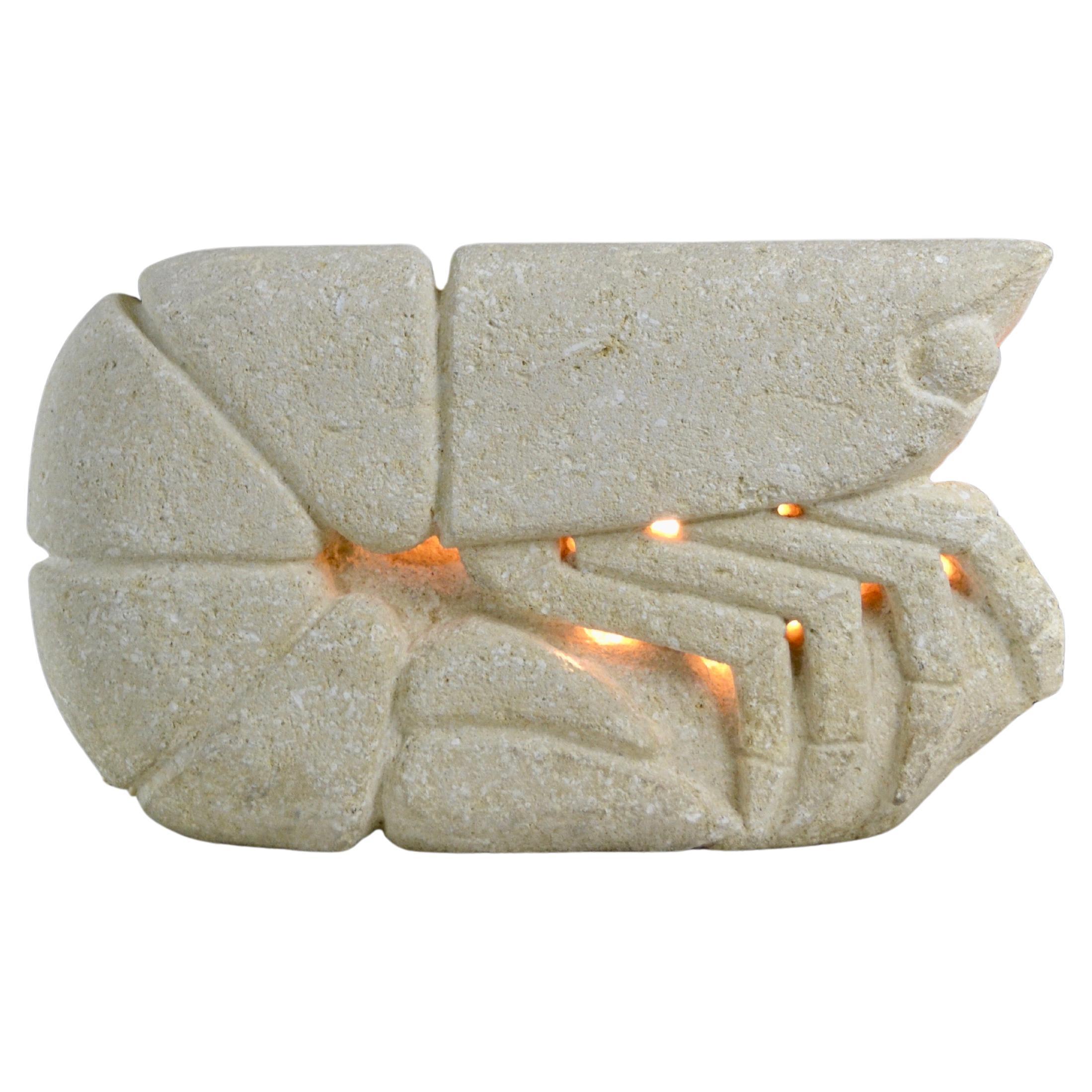 A "shrimp" limestone table lamp -  Albert Tormos - France - 1970s