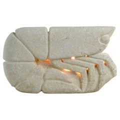 Vintage A "shrimp" limestone table lamp -  Albert Tormos - France - 1970s