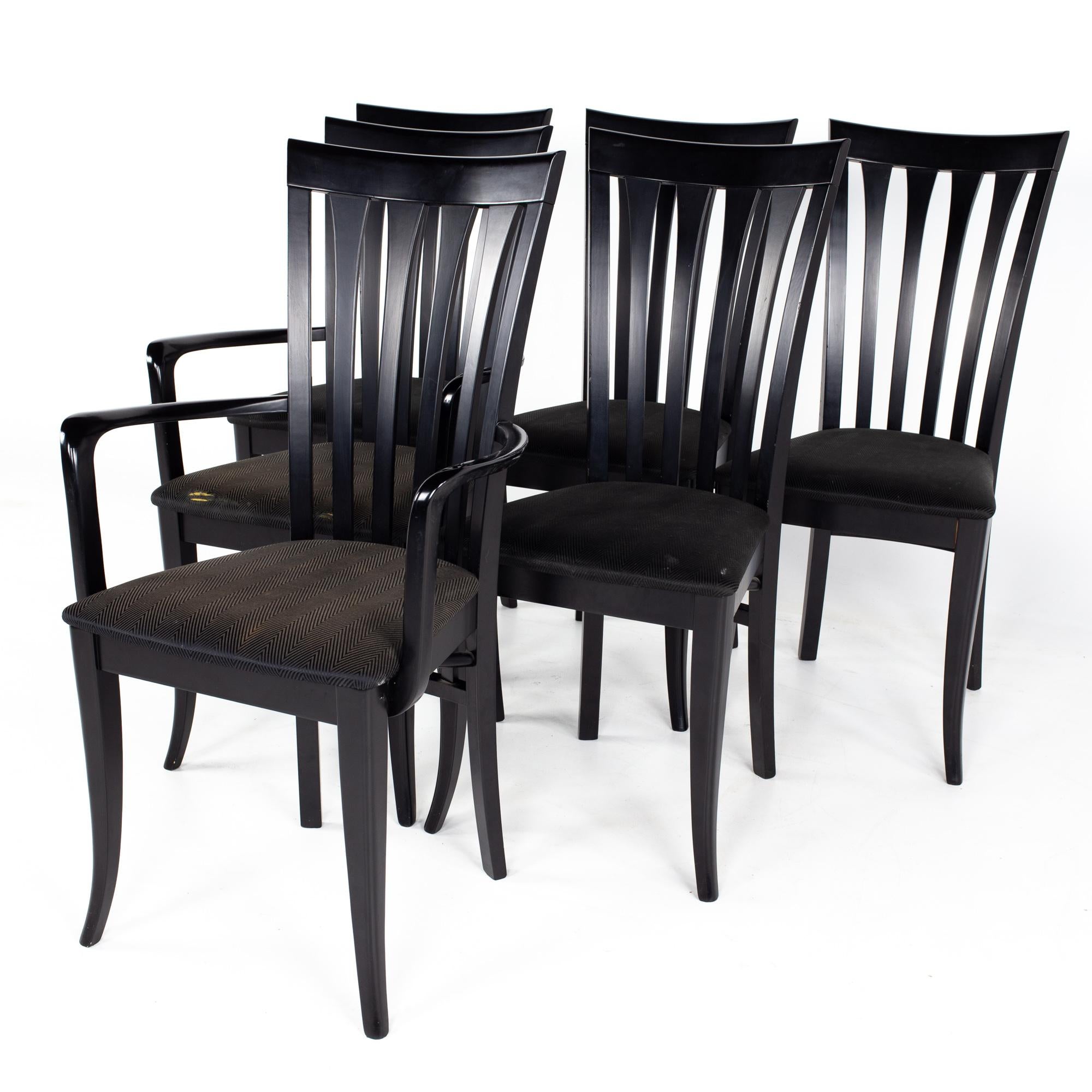 Moderne A Sibau Italian Black High Back Dining Chairs, Set of 6 en vente