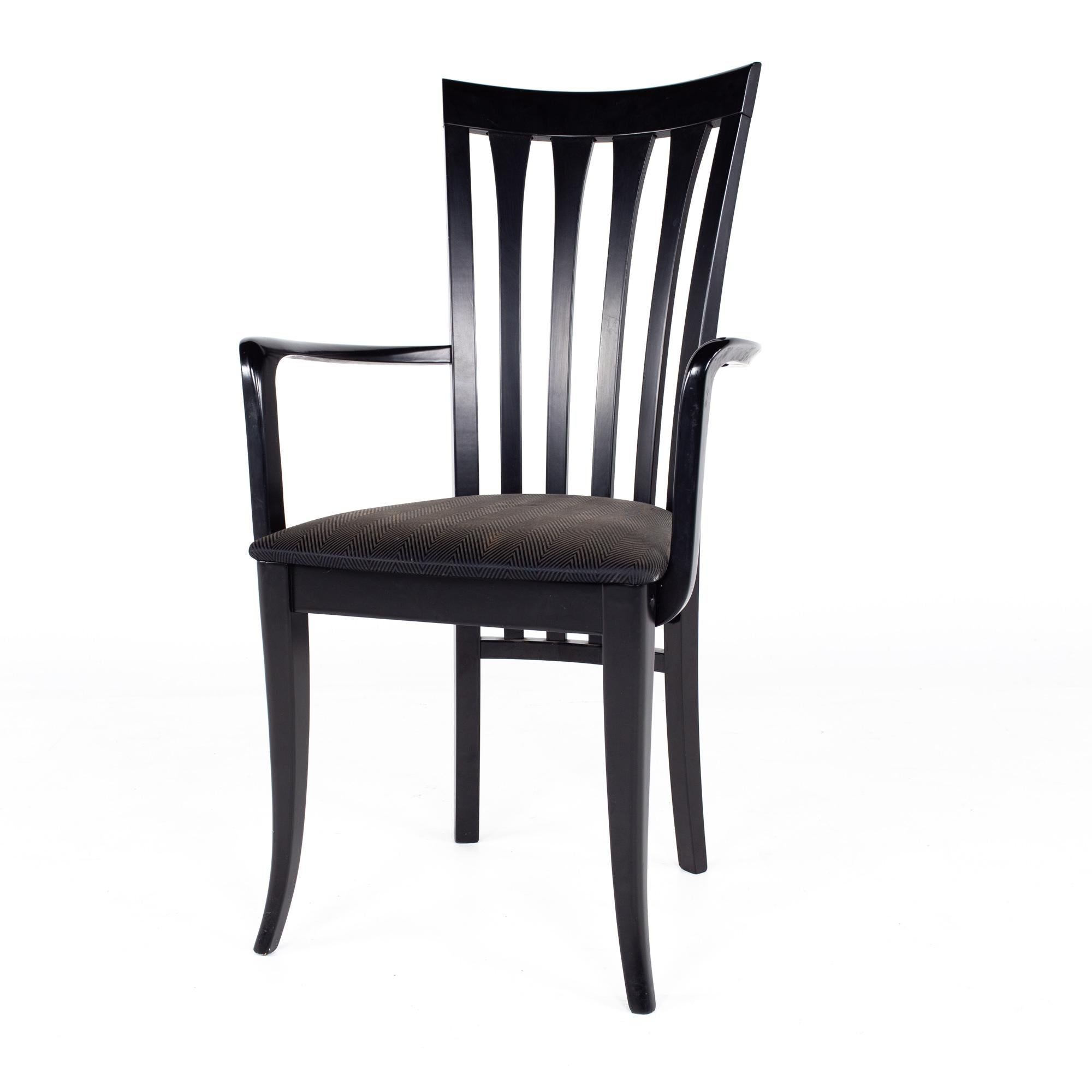 Blackened Sibau Italian Black High Back Dining Chairs, Set of 6 For Sale