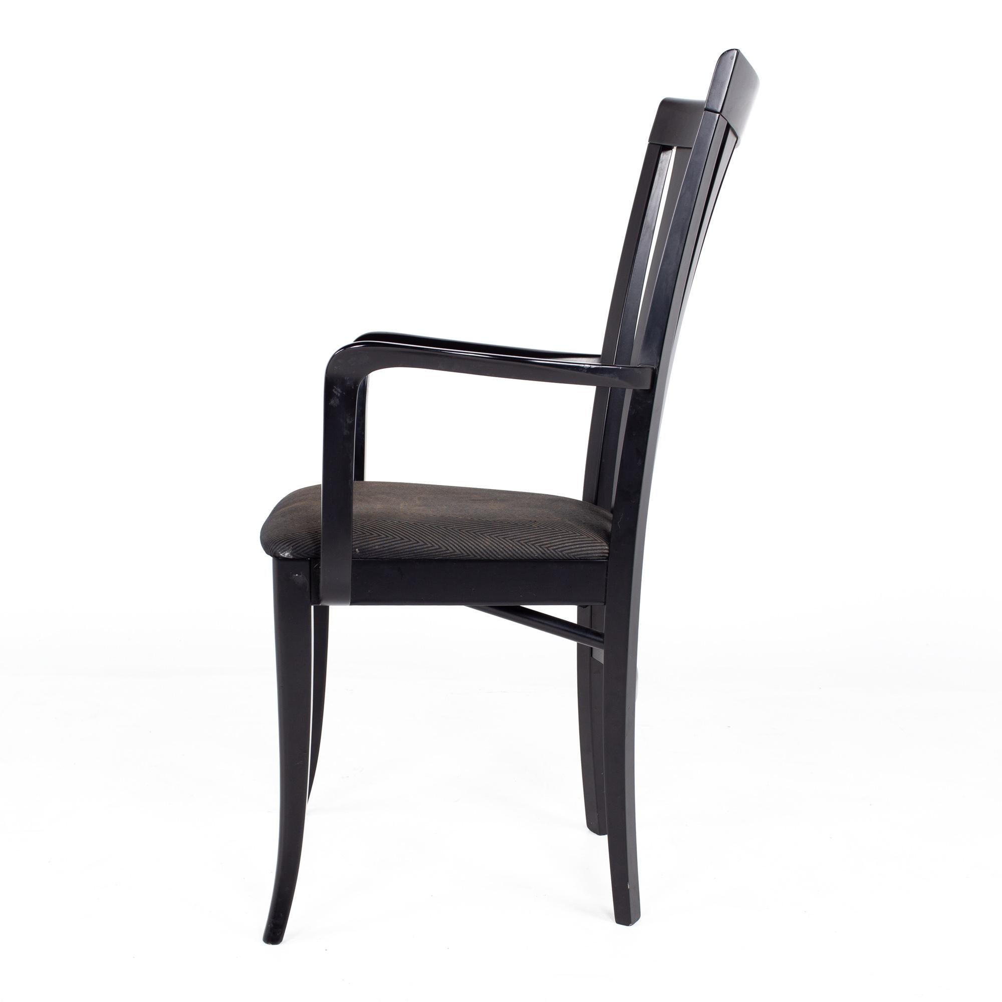 Wood Sibau Italian Black High Back Dining Chairs, Set of 6 For Sale