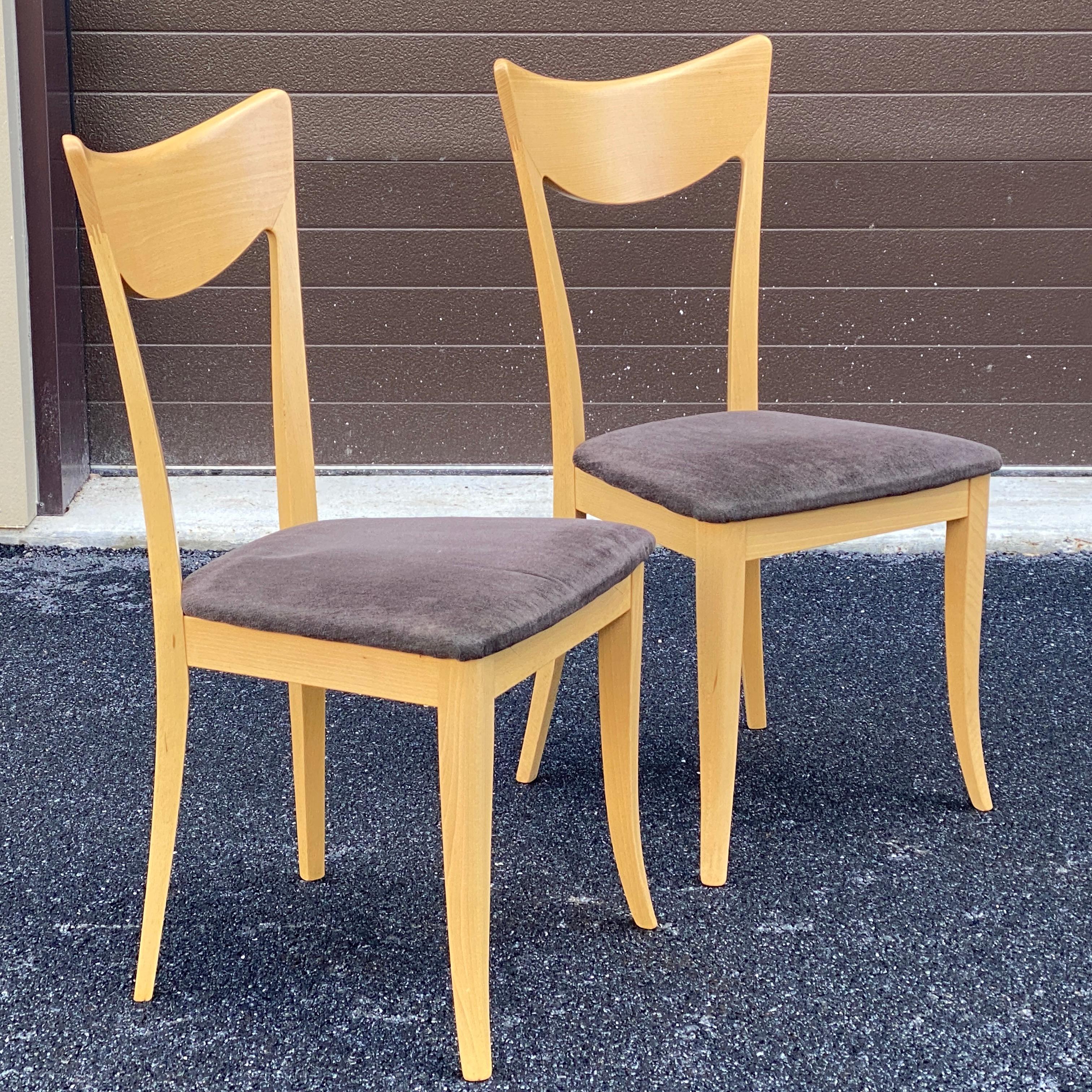 20th Century A. Sibau Italian Modernist Sculpted Dining Side Chairs For Sale