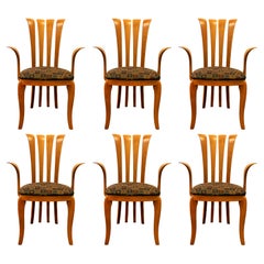 A Sibau Set of 6 Post Modern Vintage Italian Dining Chairs Made in Italy