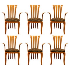 A Sibau Set of 6 Post Modern Vintage Italian Dining Chairs Made in Italy