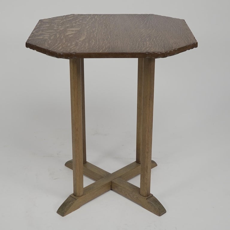 Arts and Crafts or Mission Copper-Top Oak Side Table or Plant