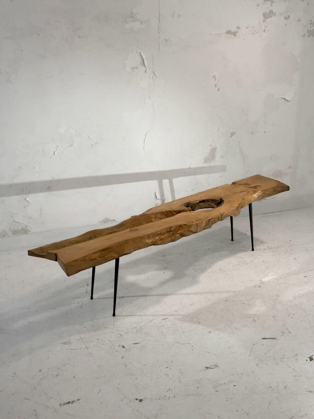 Metal A MID-CENTURY-MODERN Sculptural BRUTALIST Side Table NAKASHIMA Style France 1950 For Sale