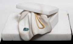 Signed and Dated Marble Sculpture of a Jewel Box