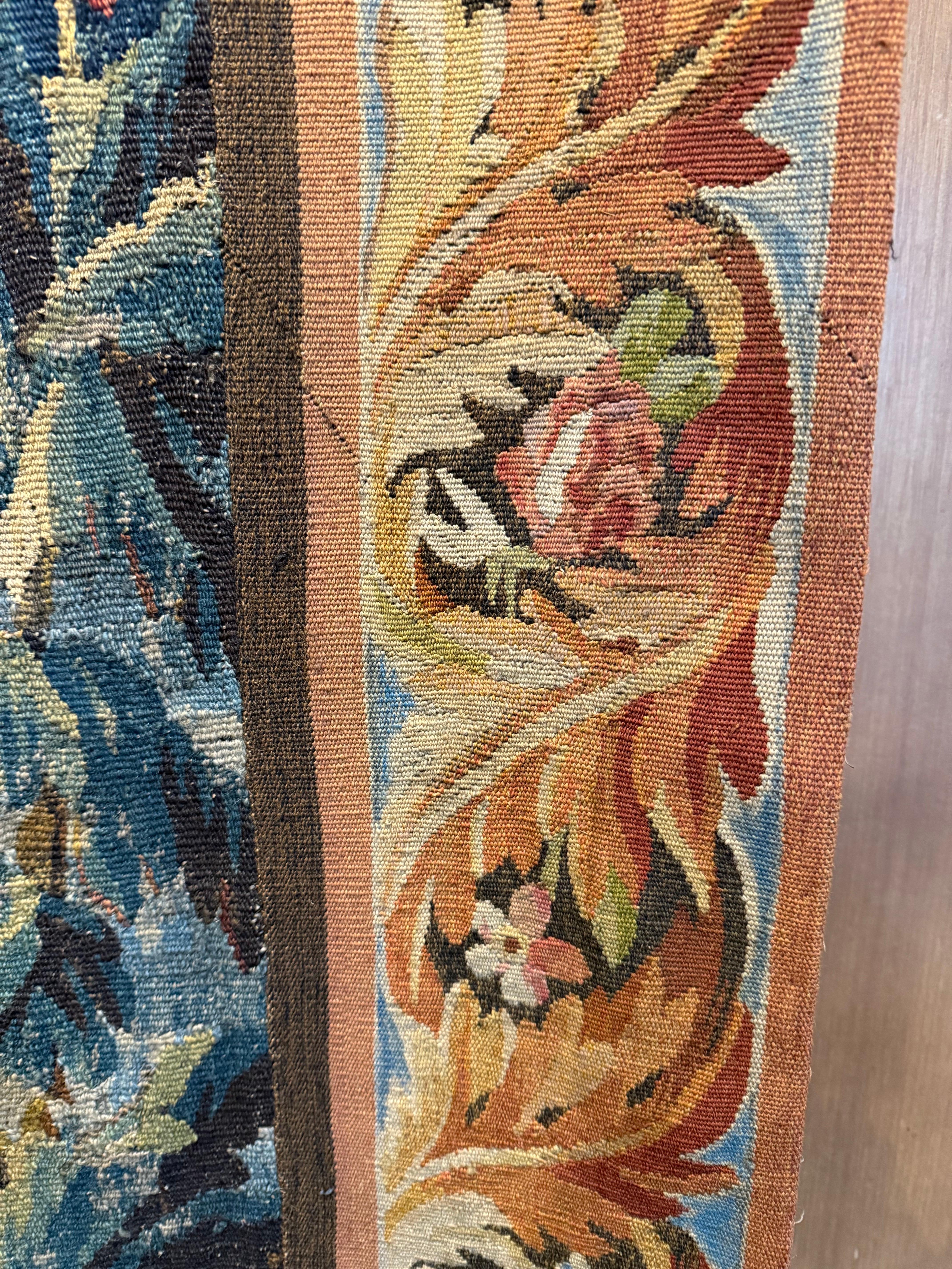 XVIIIe siècle Tapisserie en verdure d'Aubusson signée, fin du 17e - début du 18e siècle en vente