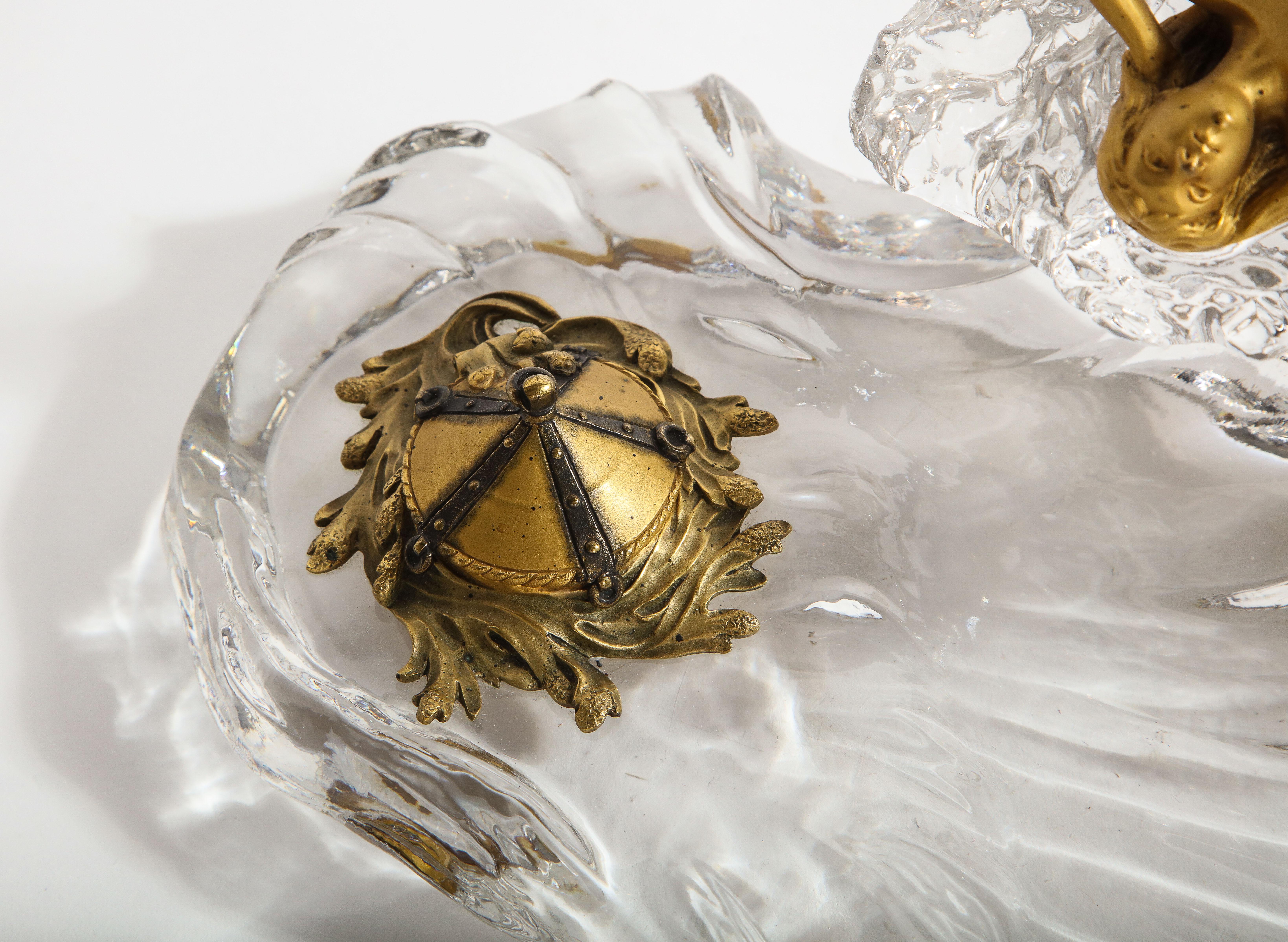 Signiertes nautisches Baccarat-Kristall-Tintenfass mit einer Jungfrau aus Goldbronze, signiert im Angebot 3