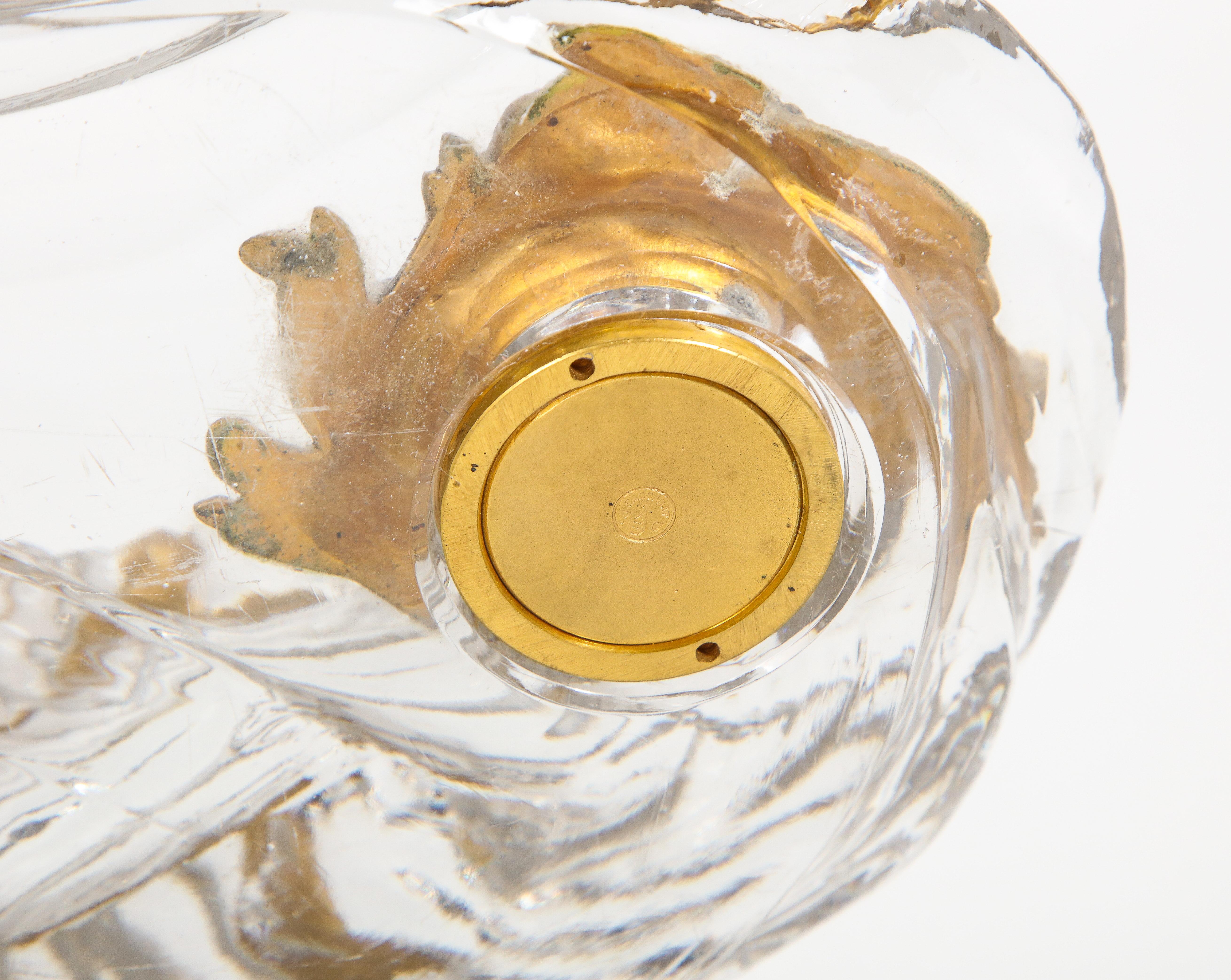 Signiertes nautisches Baccarat-Kristall-Tintenfass mit einer Jungfrau aus Goldbronze, signiert im Angebot 8