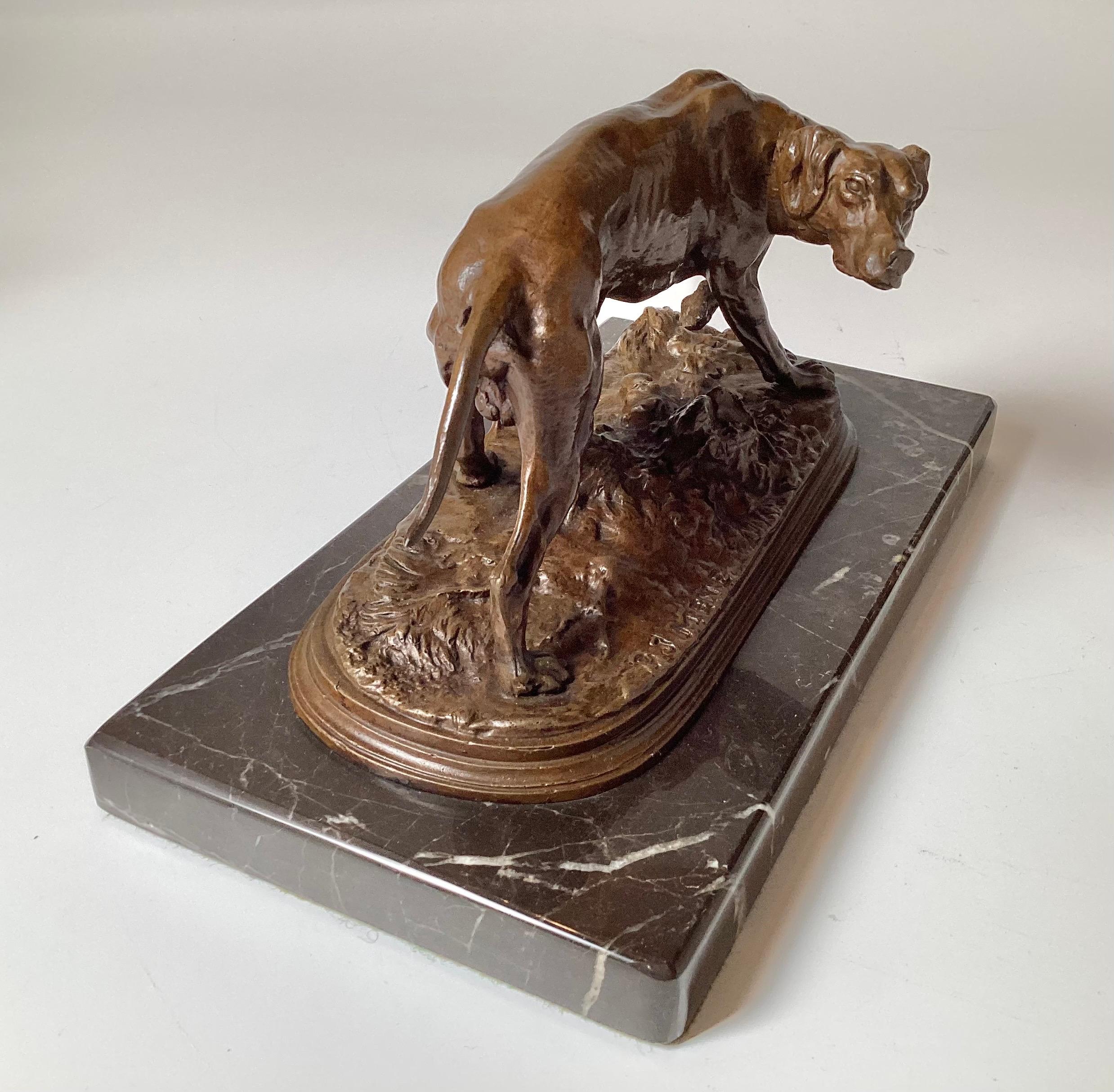 Bronzo firmato di un cane pointer dopo Pierre-Jules Mene In condizioni ottime in vendita a Lambertville, NJ