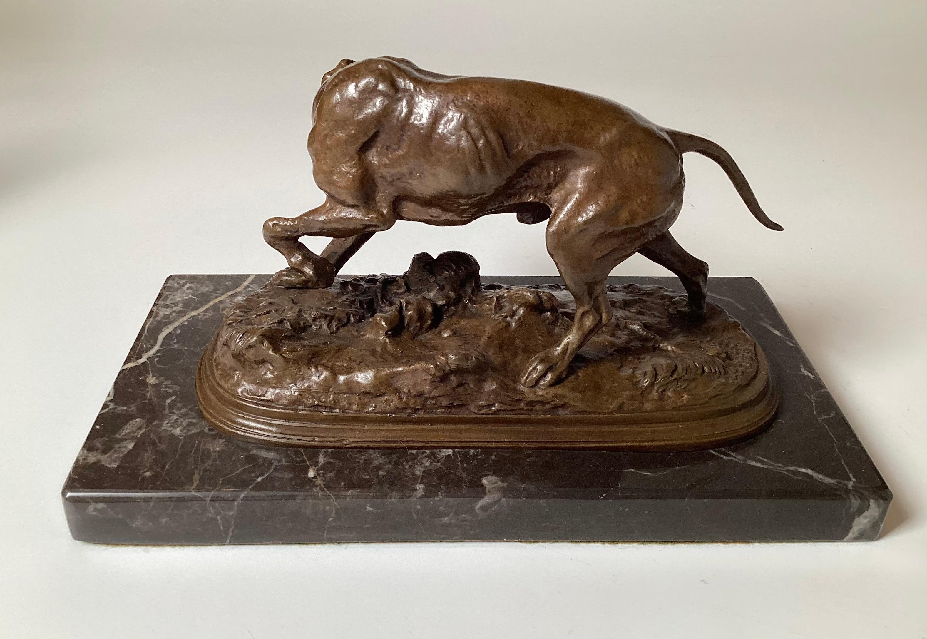 Fine XIX secolo Bronzo firmato di un cane pointer dopo Pierre-Jules Mene in vendita