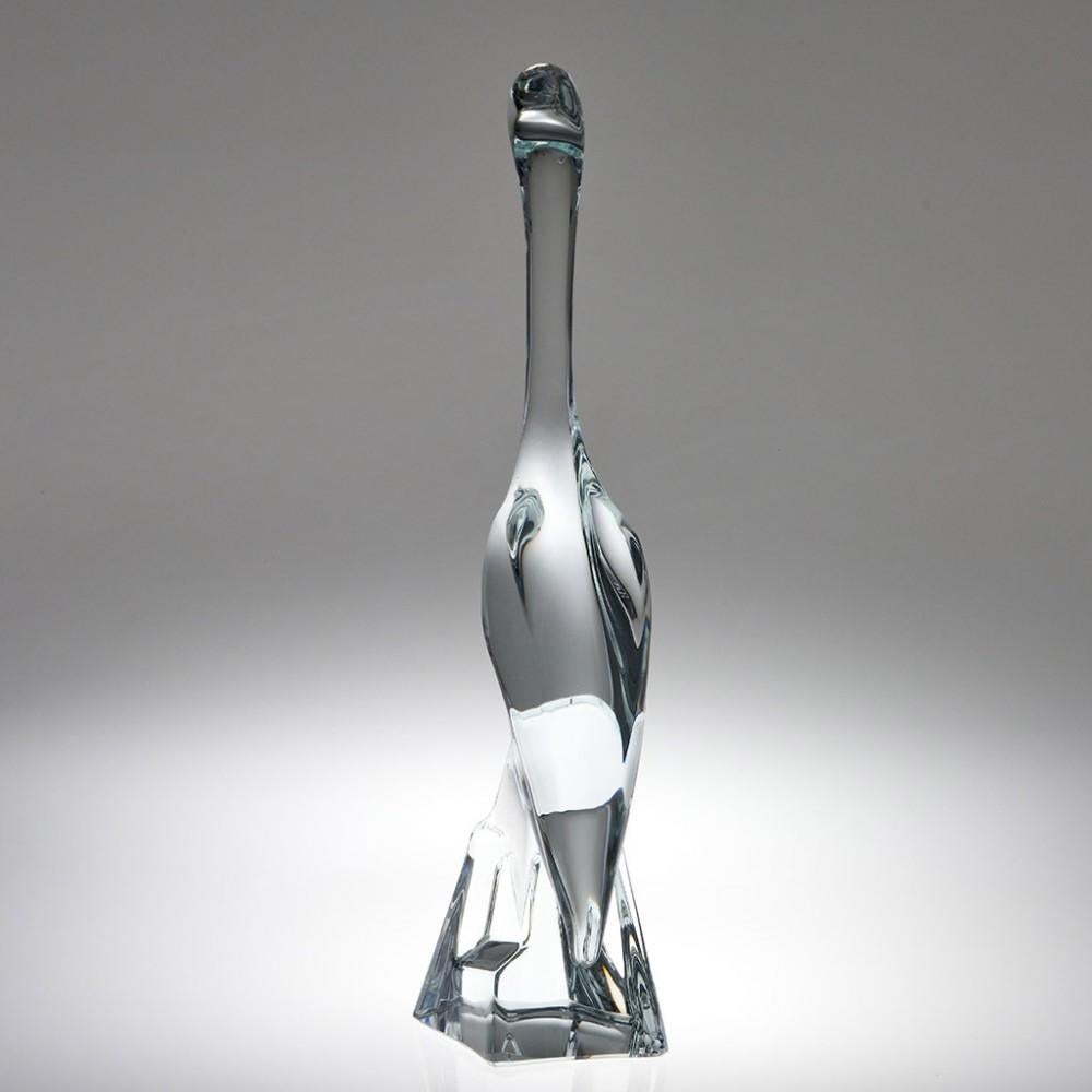 French A Signed Daum Glass Egret Sculpture c2004