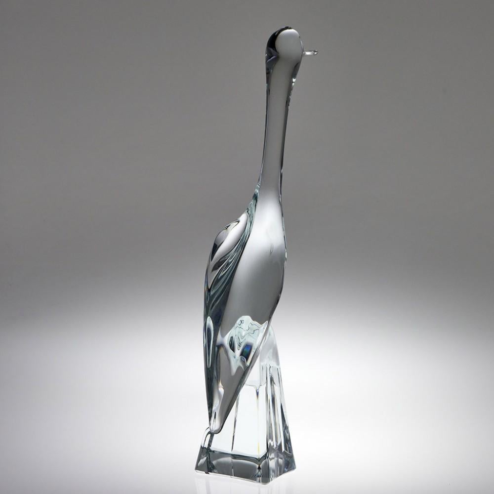 A Signed Daum Glass Egret Sculpture c2004 In Excellent Condition In Forest Row, East Sussex