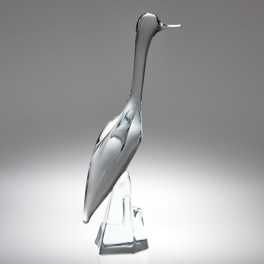 Contemporary A Signed Daum Glass Egret Sculpture c2004