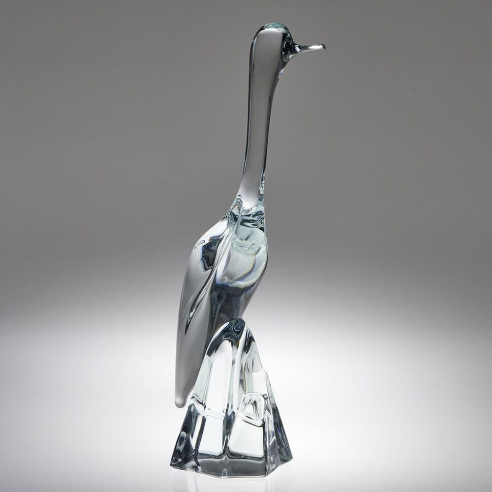 Art Glass A Signed Daum Glass Egret Sculpture c2004