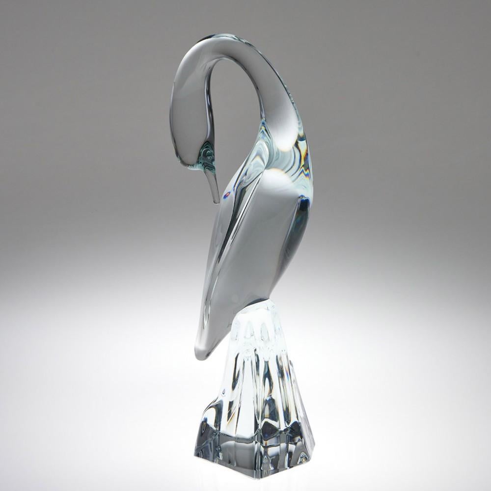 French A Signed Daum Glass Egret Sculpture