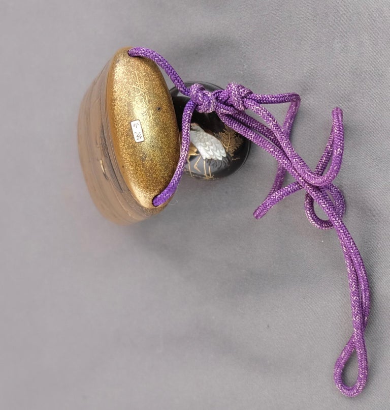 Signed Japanese Inro with a Signed Round Lacquer Netsuke For Sale at ...