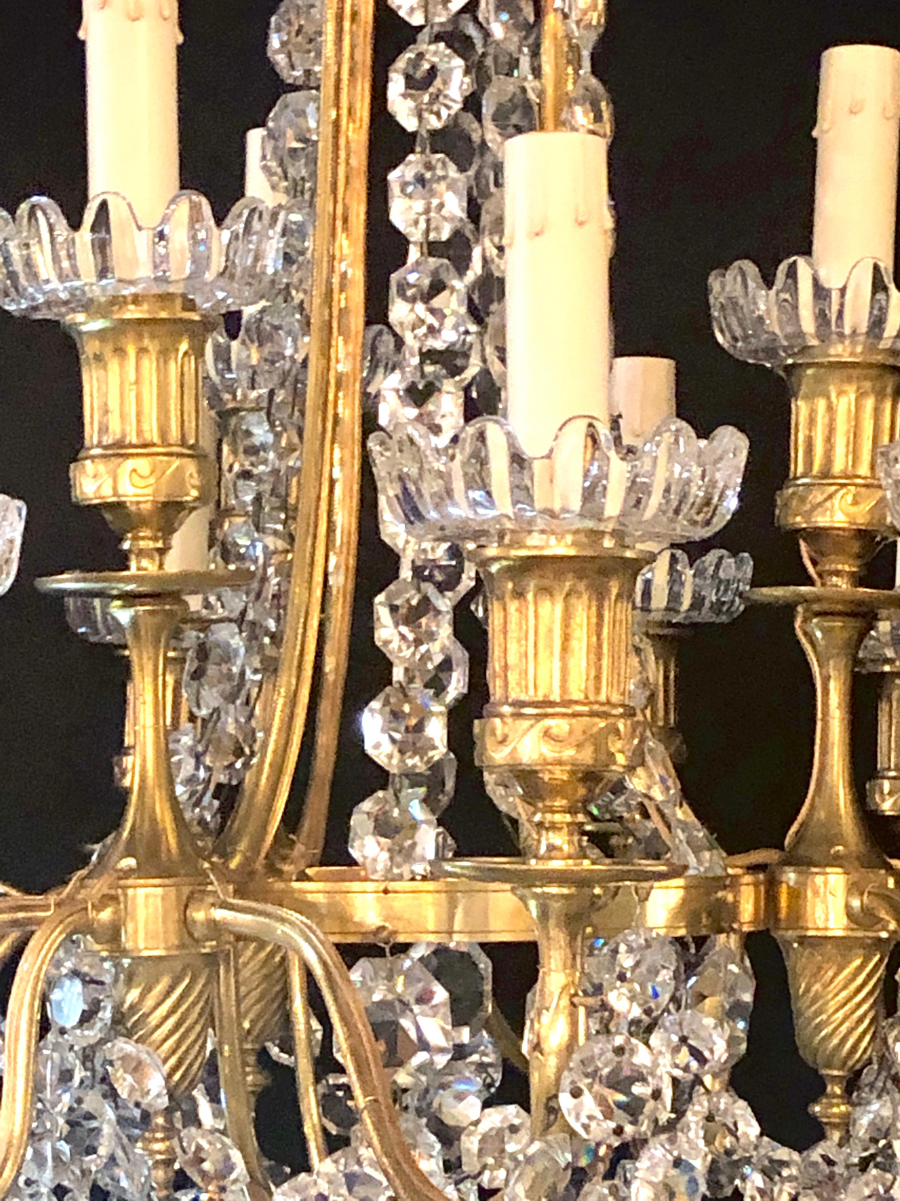 Signed Louis XVI French 12-Arm Baccarat Gilt Bronze and Crystal Chandelier 3