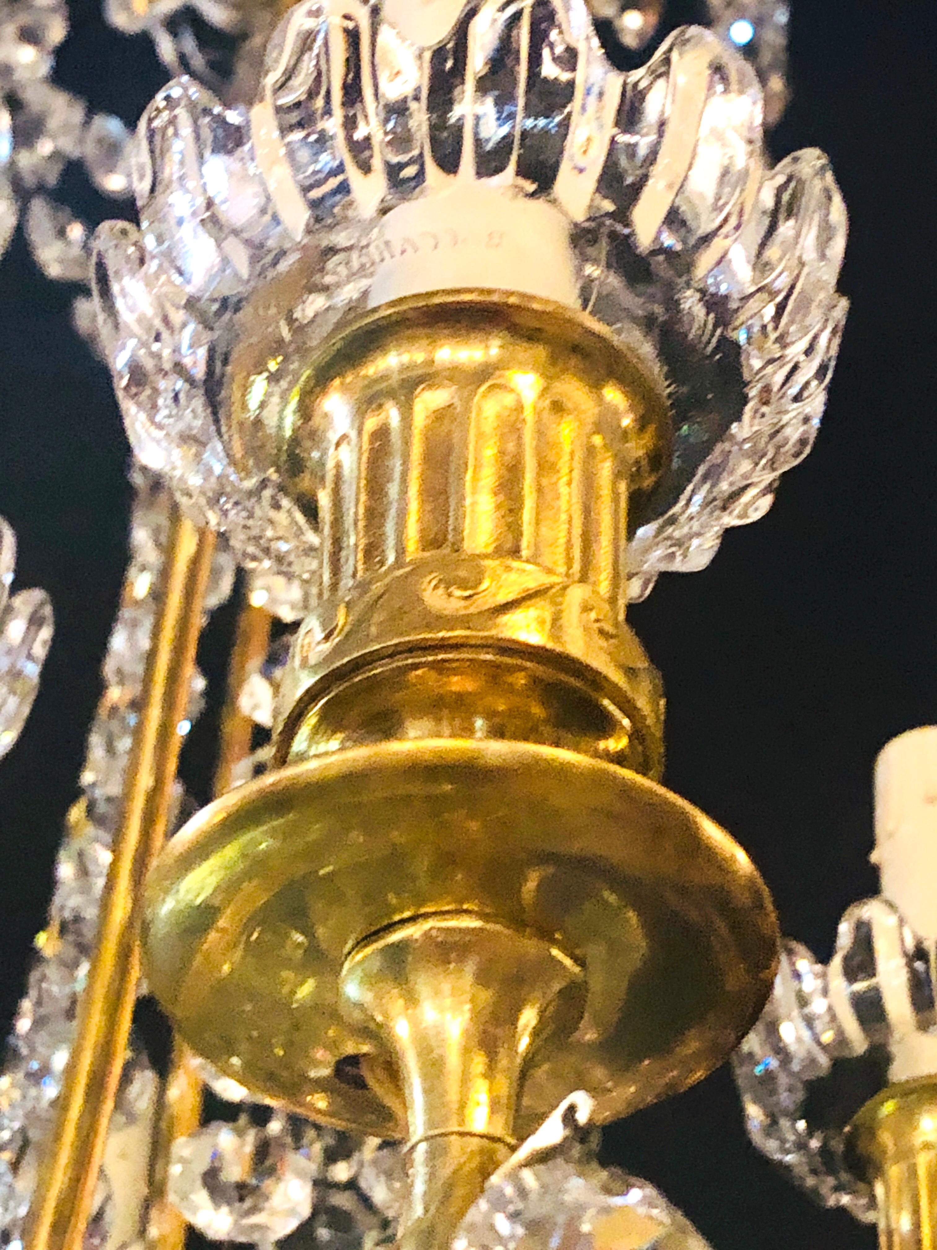 Signed Louis XVI French 12-Arm Baccarat Gilt Bronze and Crystal Chandelier 5