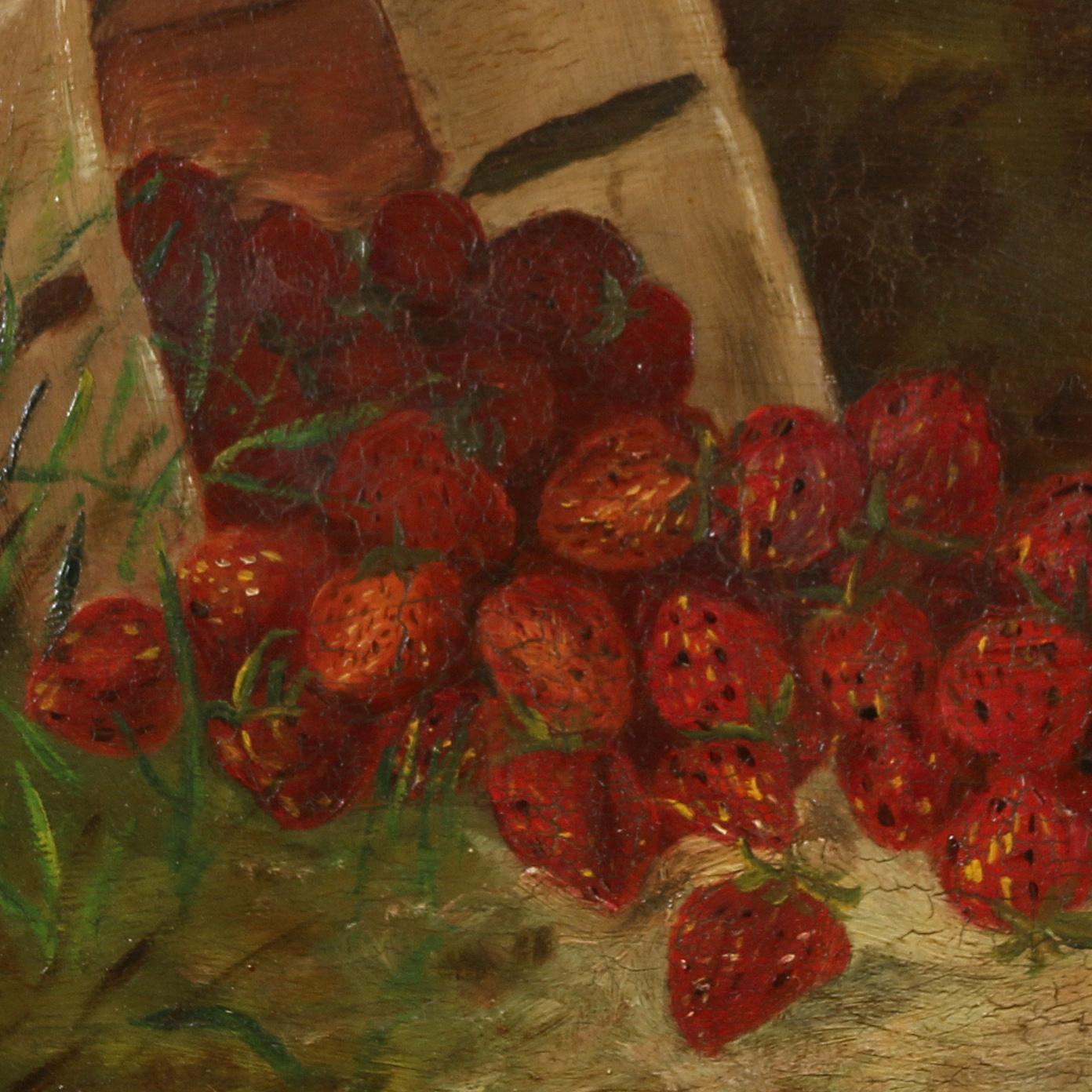 A Signed Oil Painting of a Still Life with Strawberries In Good Condition For Sale In New York, NY