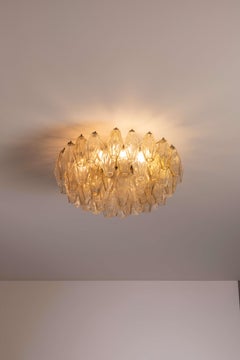 A signed Venini "Poliedri" chandelier composed of glass diffusers, Italy, 1950s