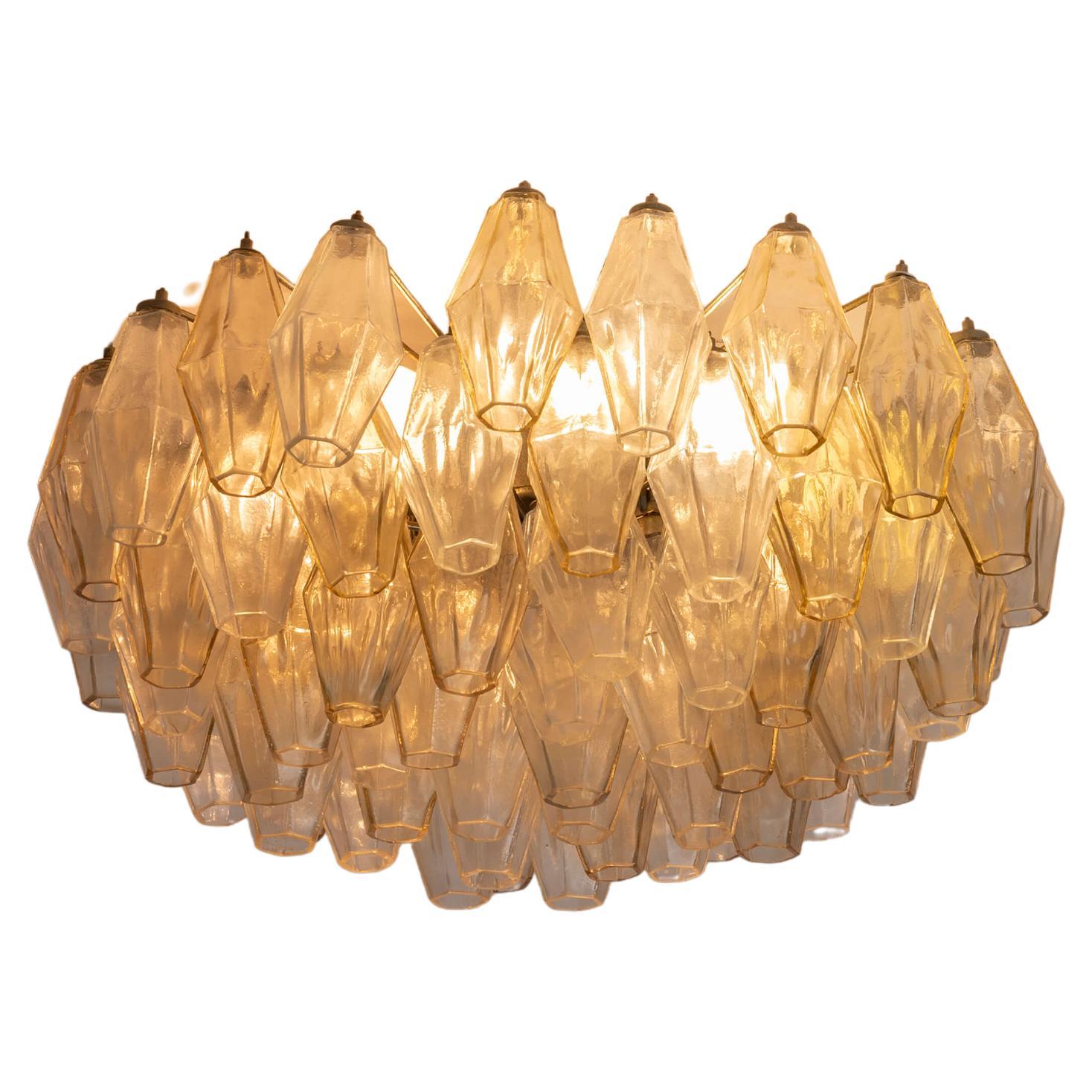A signed Venini "Poliedri" chandelier composed of glass diffusers, Italy, 1950s in vendita