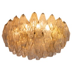 A signed Venini "Poliedri" chandelier composed of glass diffusers, Italy, 1950s
