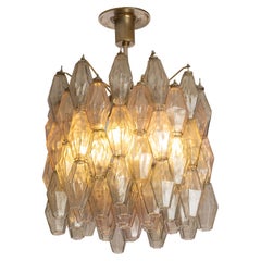 Lampadario firmato Venini "Poliedri" con diffusori in vetro, Italia, anni '50