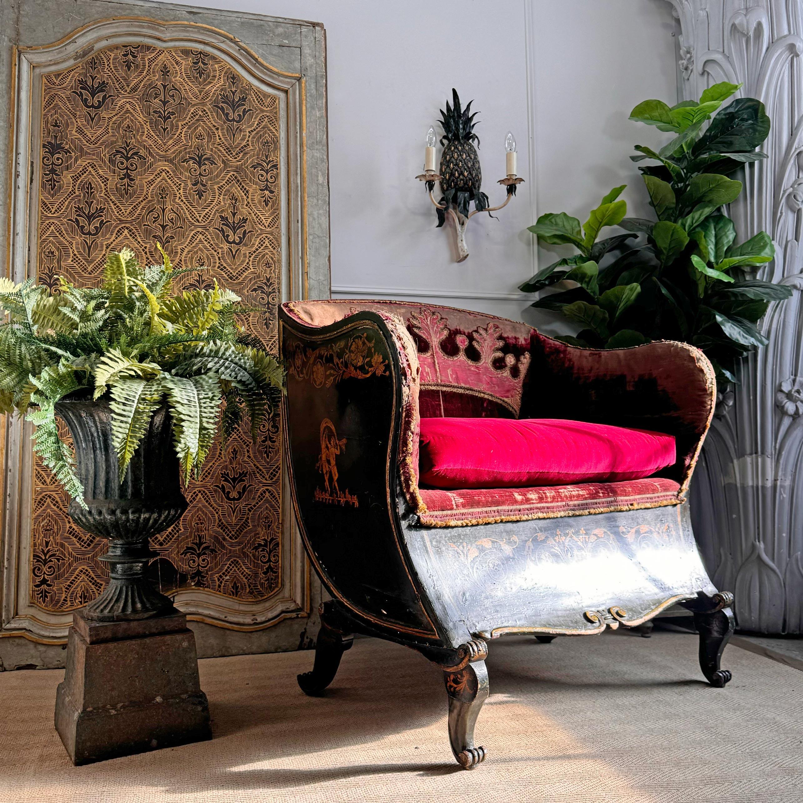 Hand-Crafted A Significantly Important and Rare 18th Century French Sleigh Form Crown Chair For Sale
