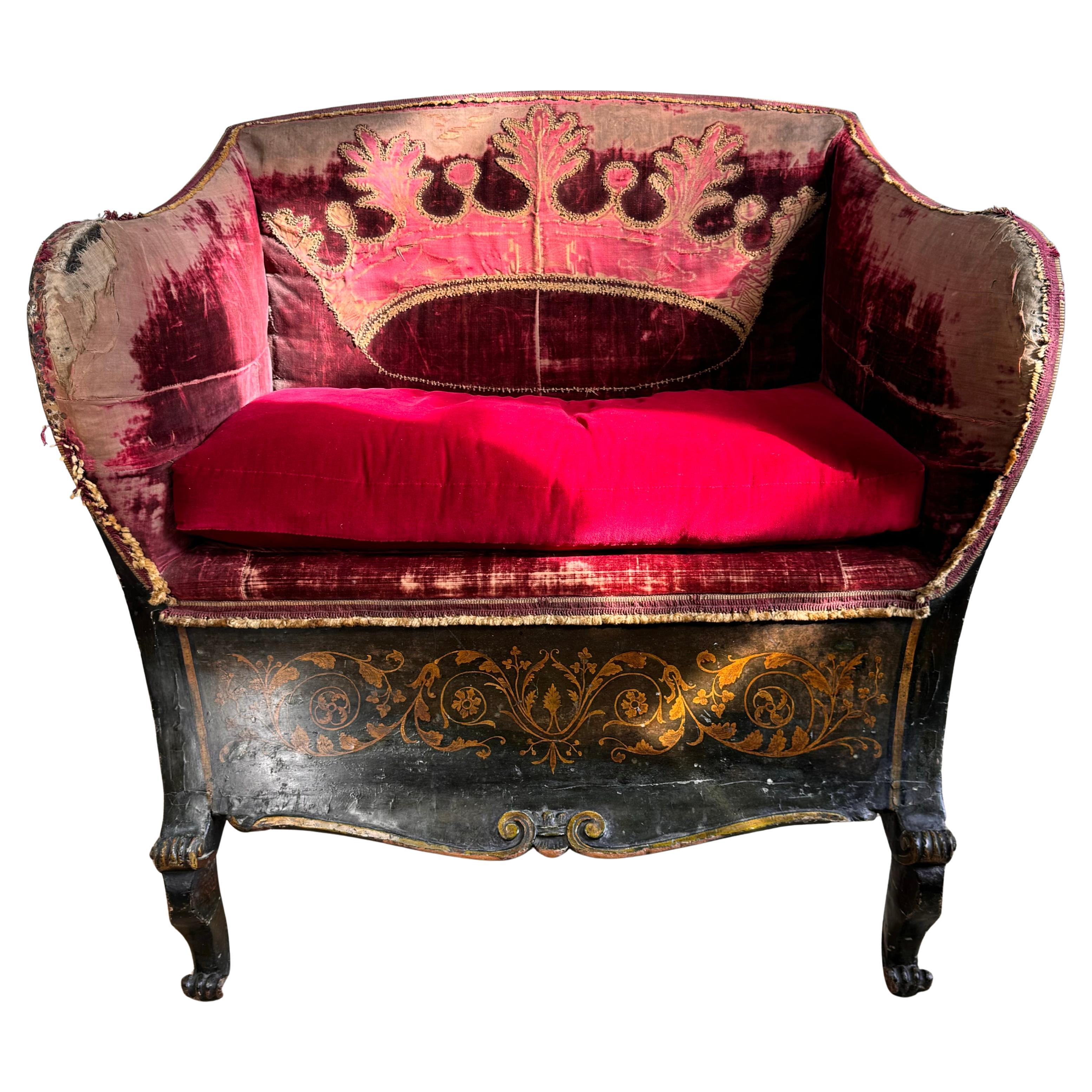 A Significantly Important and Rare 18th Century French Sleigh Form Crown Chair For Sale