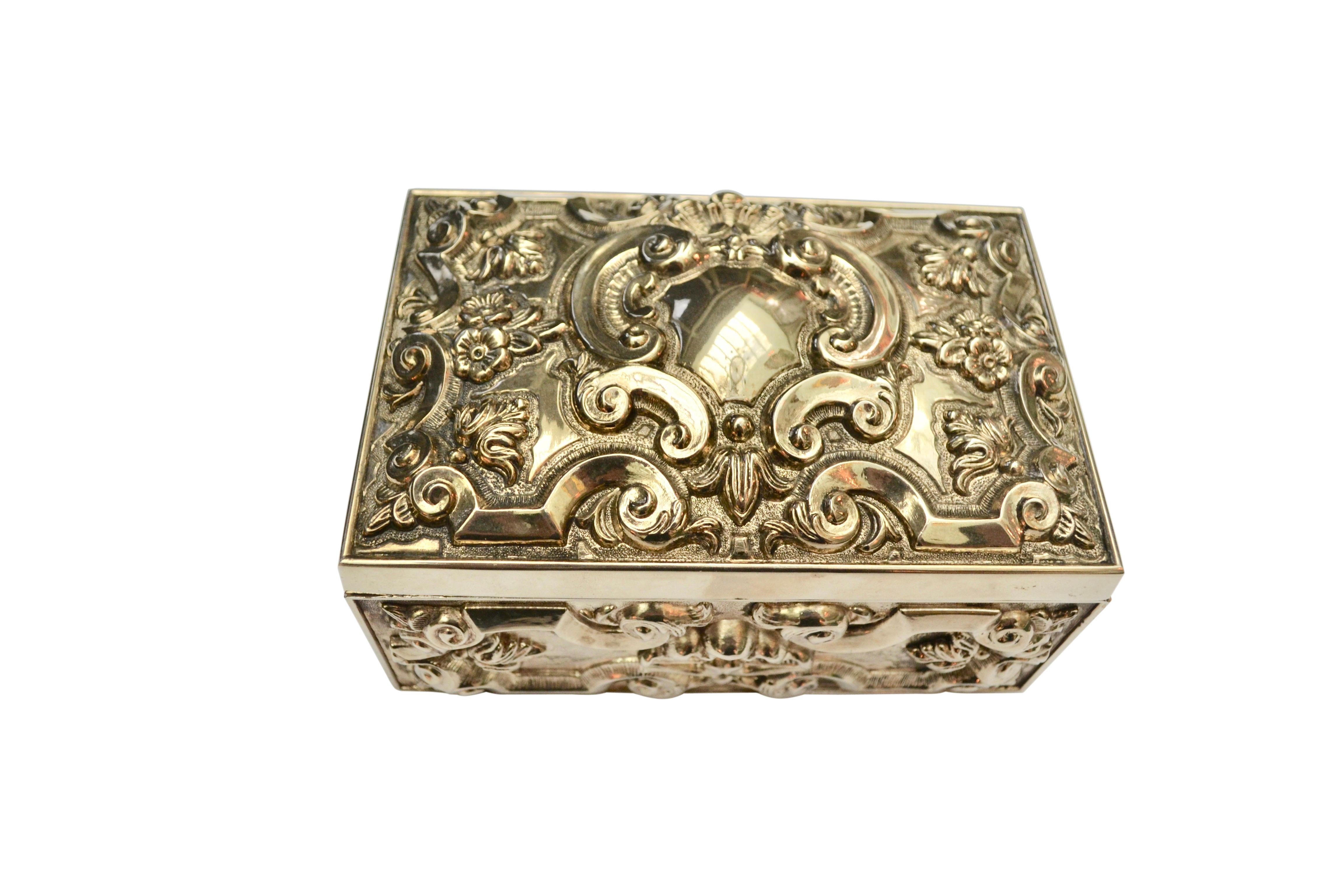 Silver Plate Siiver Plated Renaissance Revival Style Jewellery Box  For Sale
