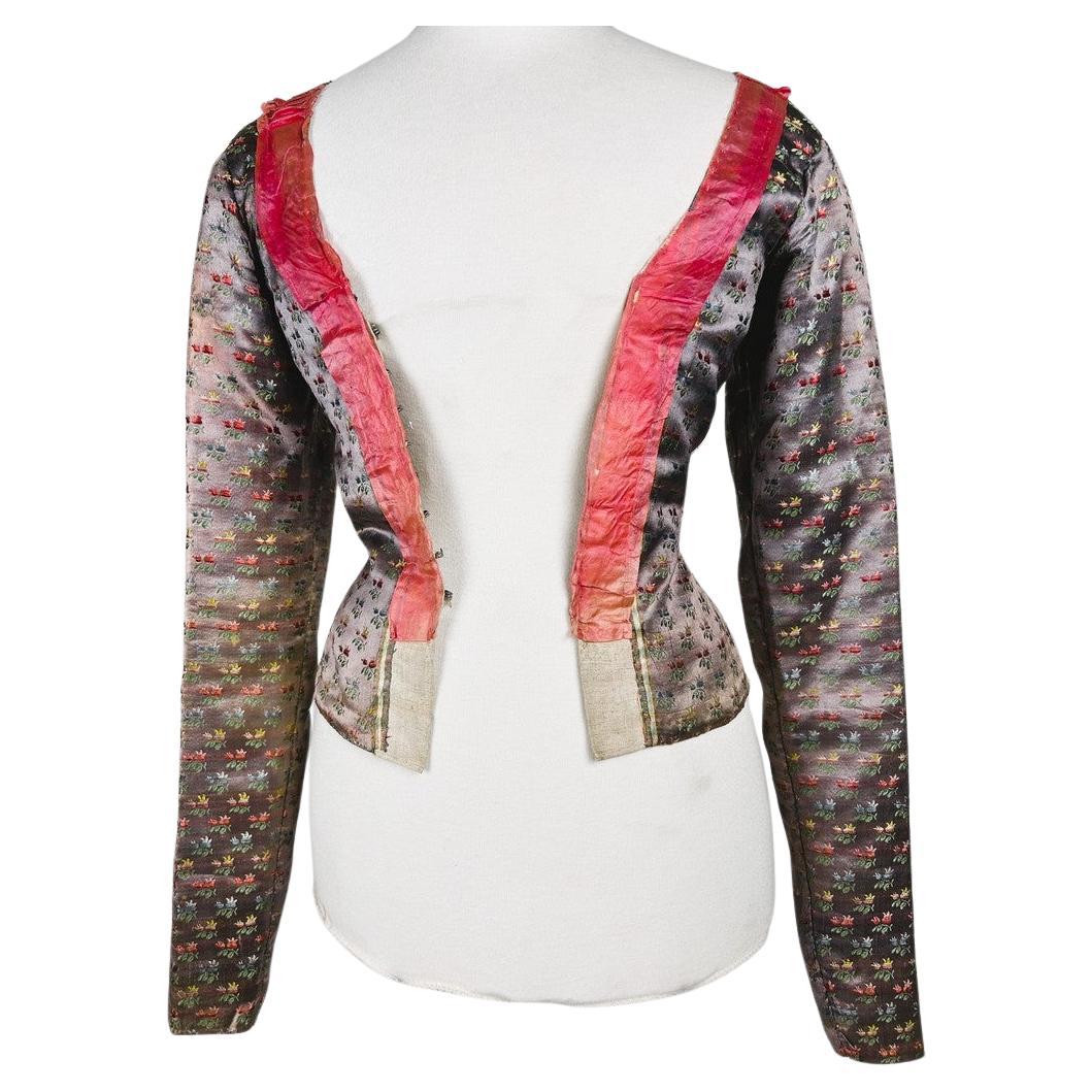 A Silk Brocade Mauve satin Caraco - France Circa 1785 For Sale at 1stDibs
