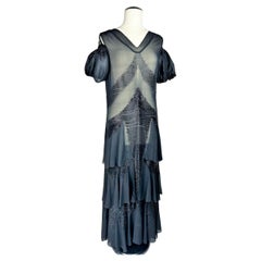 A silk crepe embroidered dress by Suzanne Talbot Haute Couture- Paris Circa 1930