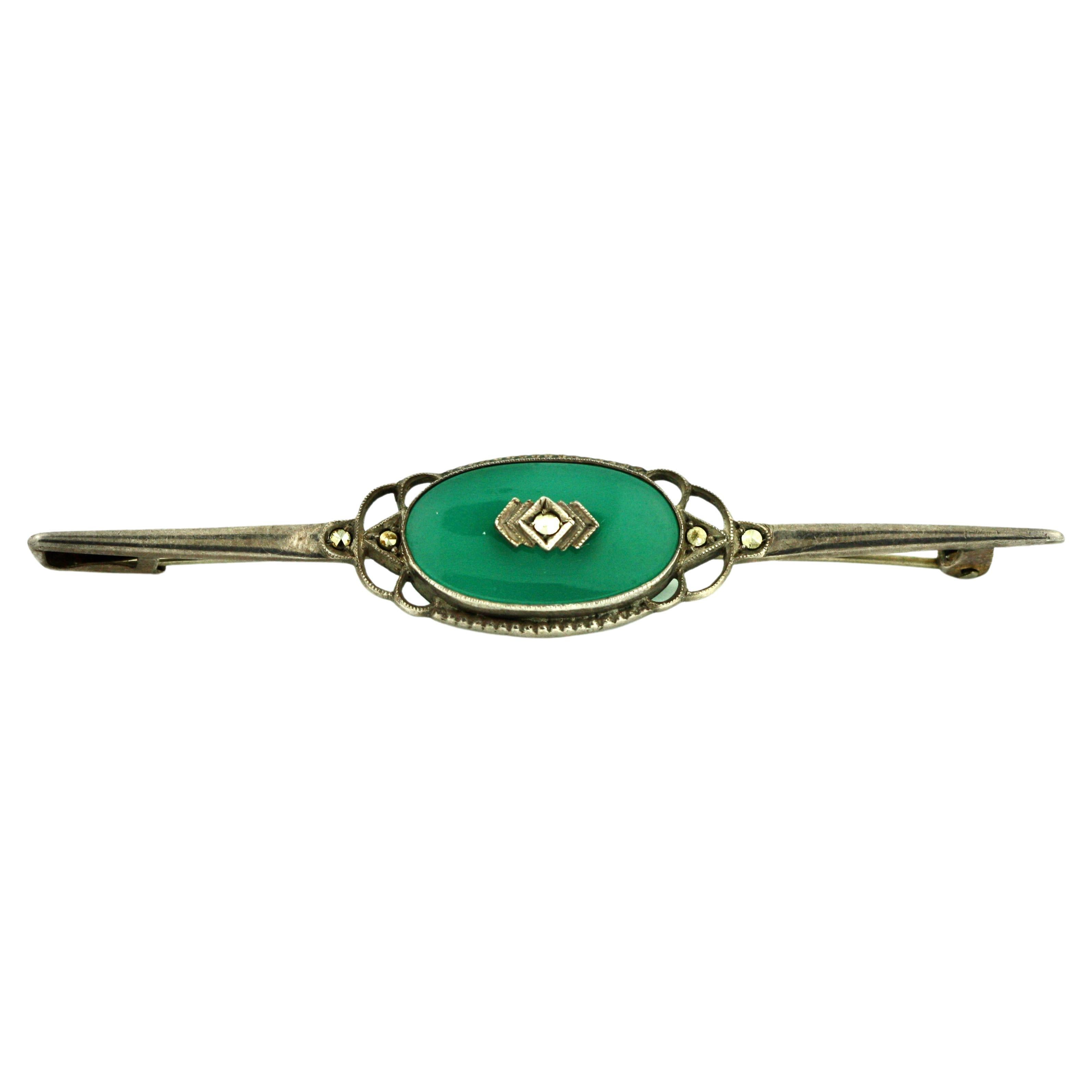 Silver and Colored Stone Brooch For Sale