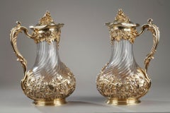 Silver and Crystal Pair of Jugs, Tétard
