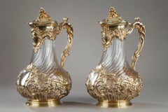 Silver and Crystal Pair of Jugs, Tetard