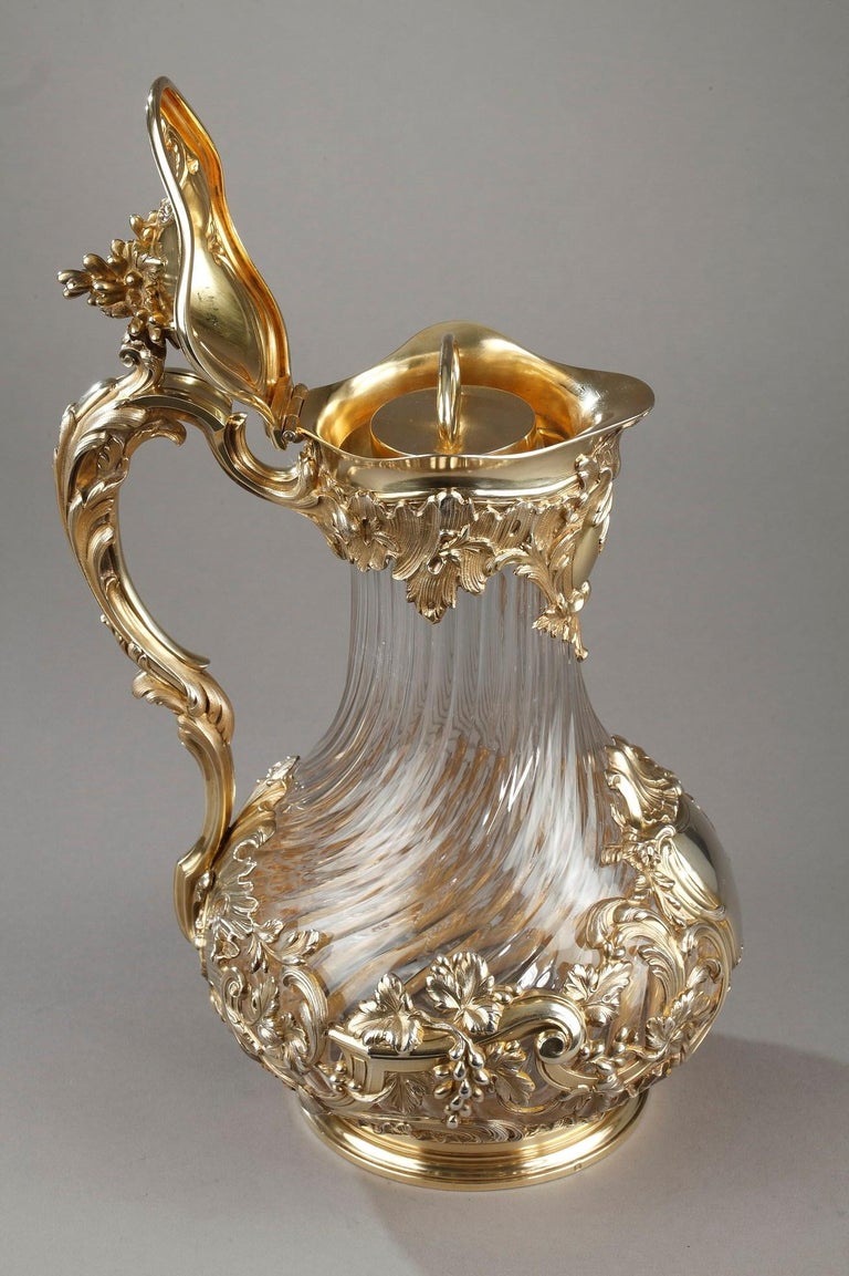 Silver and Crystal Pair of Jugs, Tétard For Sale 2