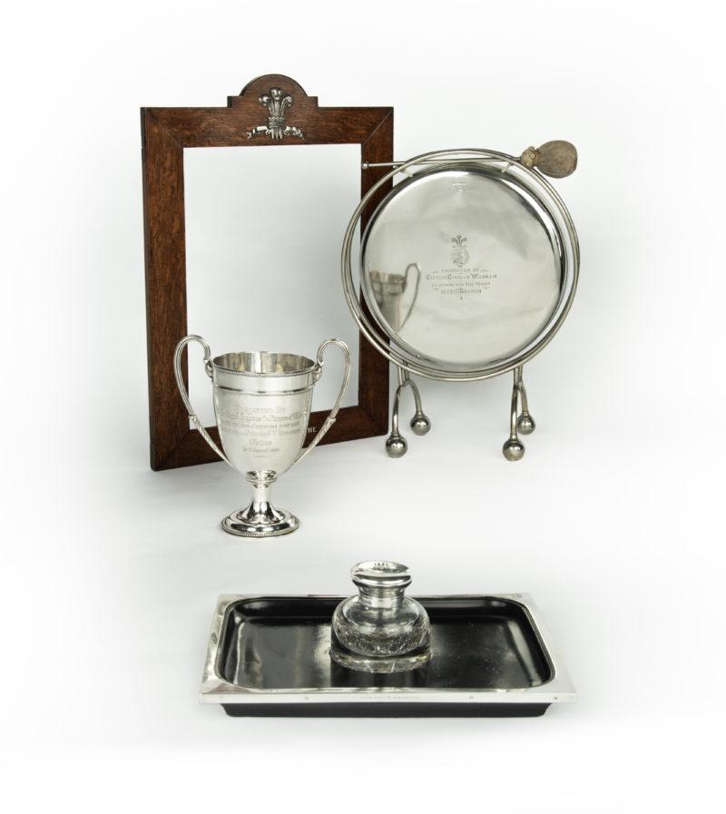 A silver and cut-glass desk set 3