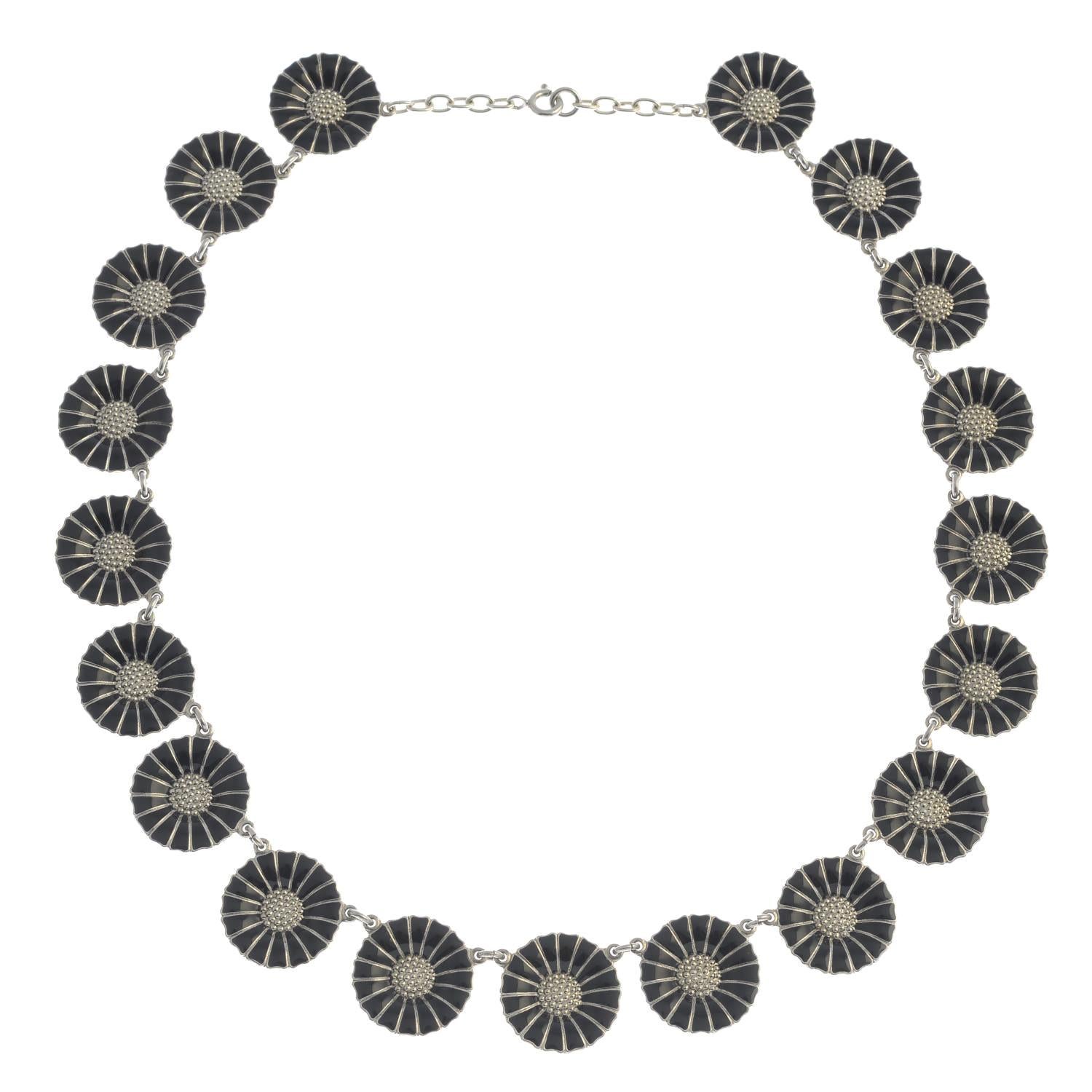 Silver and Enamel Daisy Necklace by Georg Jensen