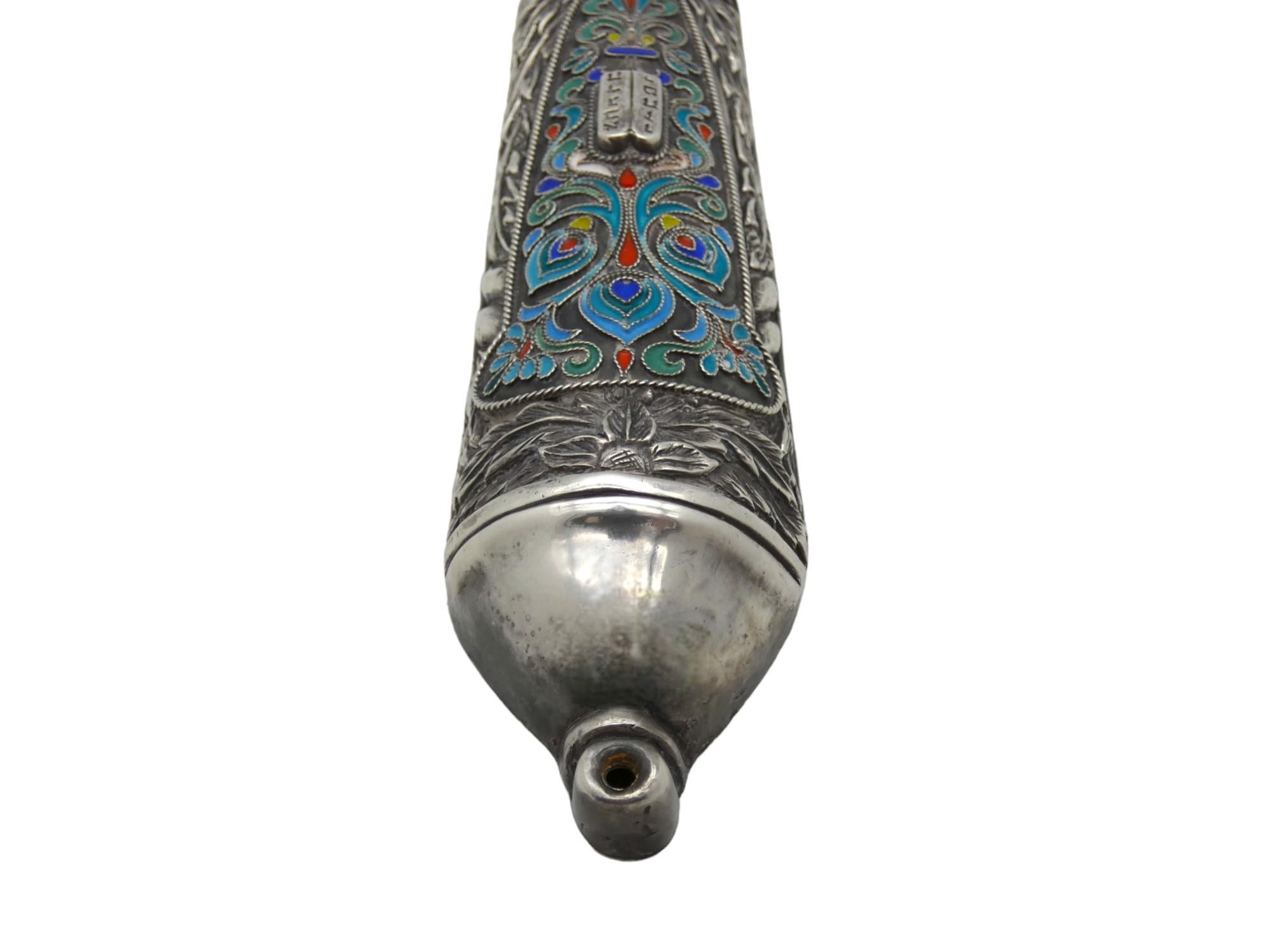 Una custodia per Mezuzah in argento e smalto di Henryk Winograd, 1991 In condizioni buone in vendita a New York, NY