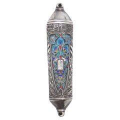 A Silver and Enamel Mezuzah Case by Henryk Winograd, 1991