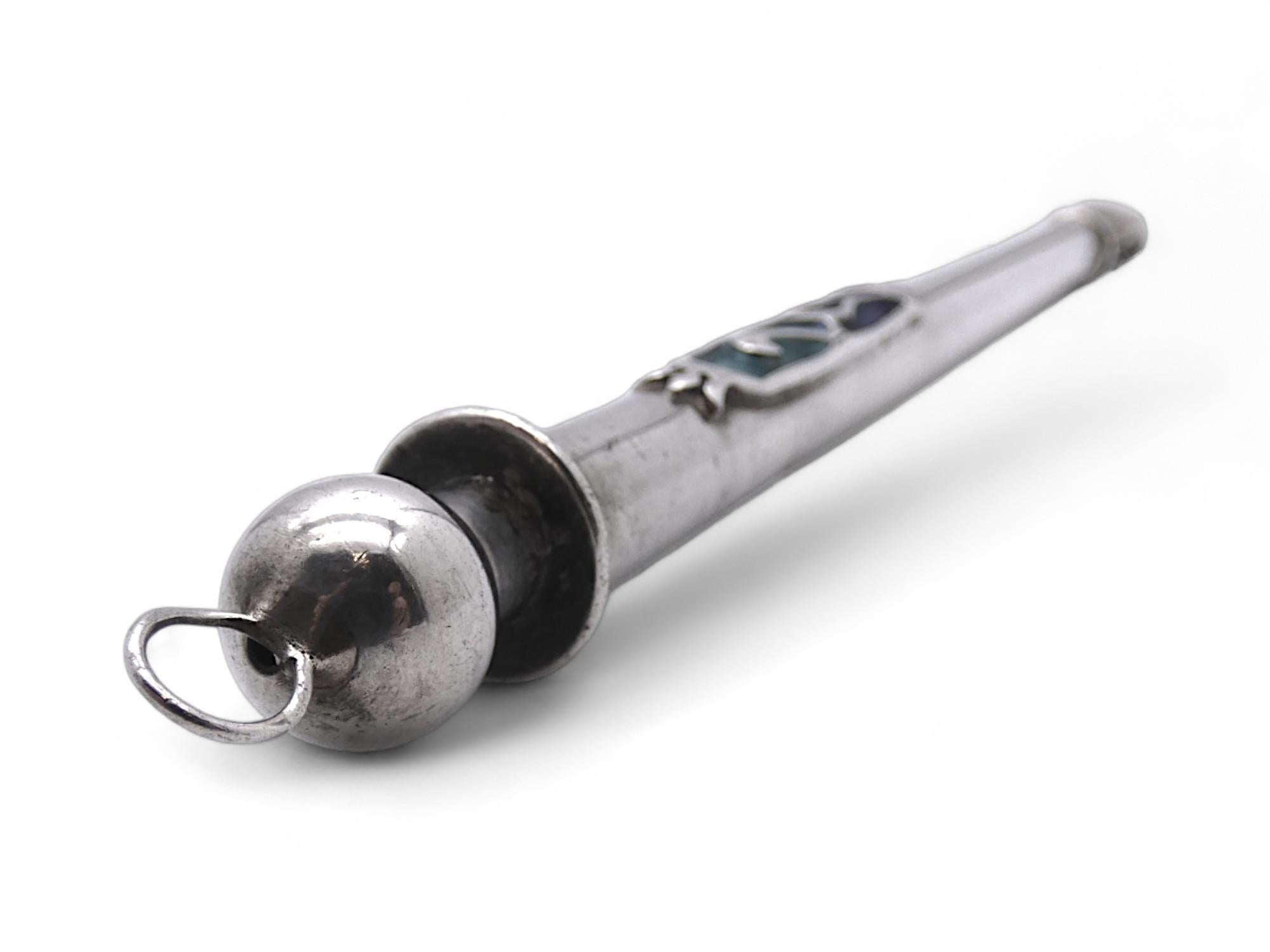 20th Century A Silver and Enamel Torah Pointer, Uzbekistan 20th century For Sale