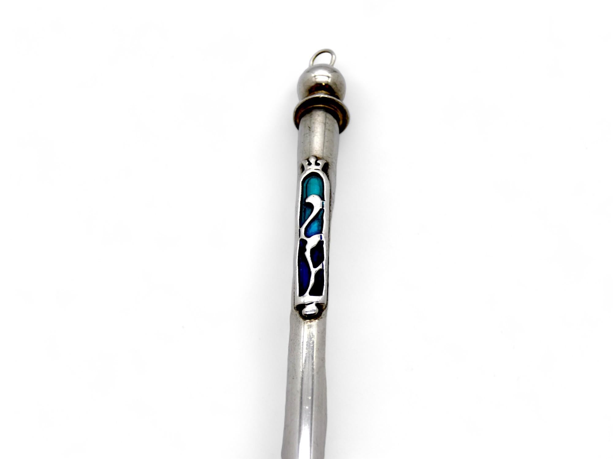 A Silver and Enamel Torah Pointer, Uzbekistan 20th century For Sale 2