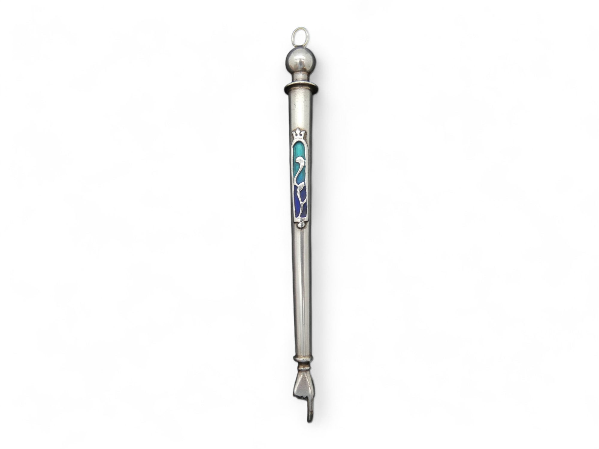 A Silver and Enamel Torah Pointer, Uzbekistan 20th century