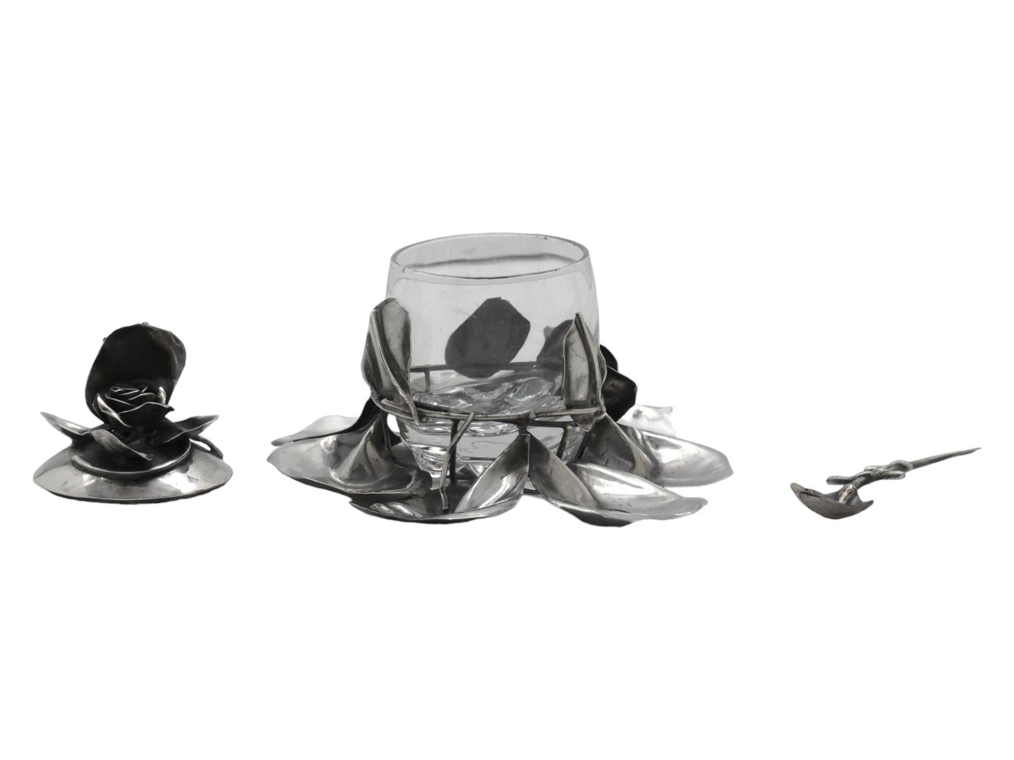 A  Set di piatti da miele in argento e vetro di Sami Zilka, Israel fine XX secolo in vendita 1