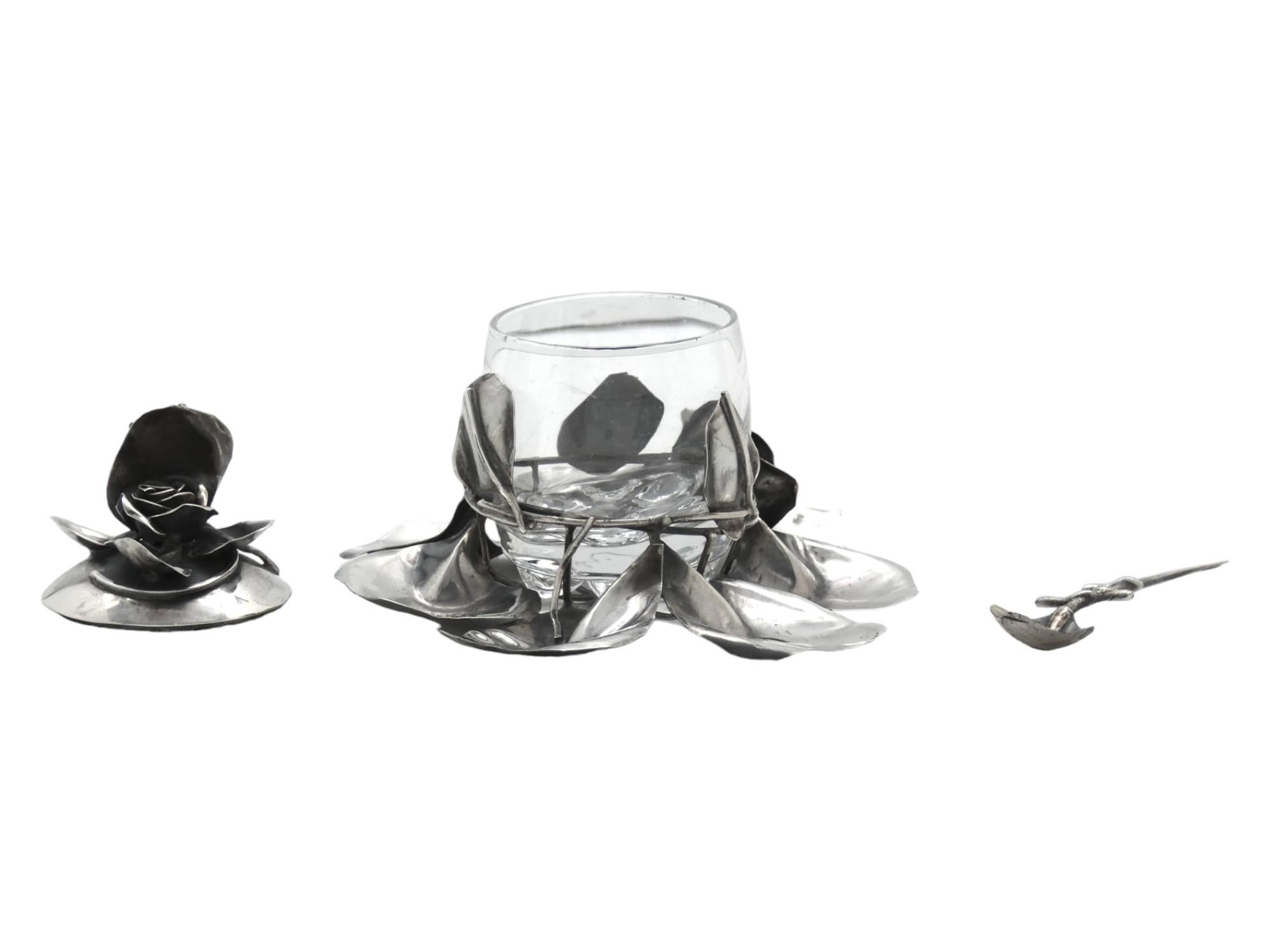 A  Set di piatti da miele in argento e vetro di Sami Zilka, Israel fine XX secolo in vendita 2