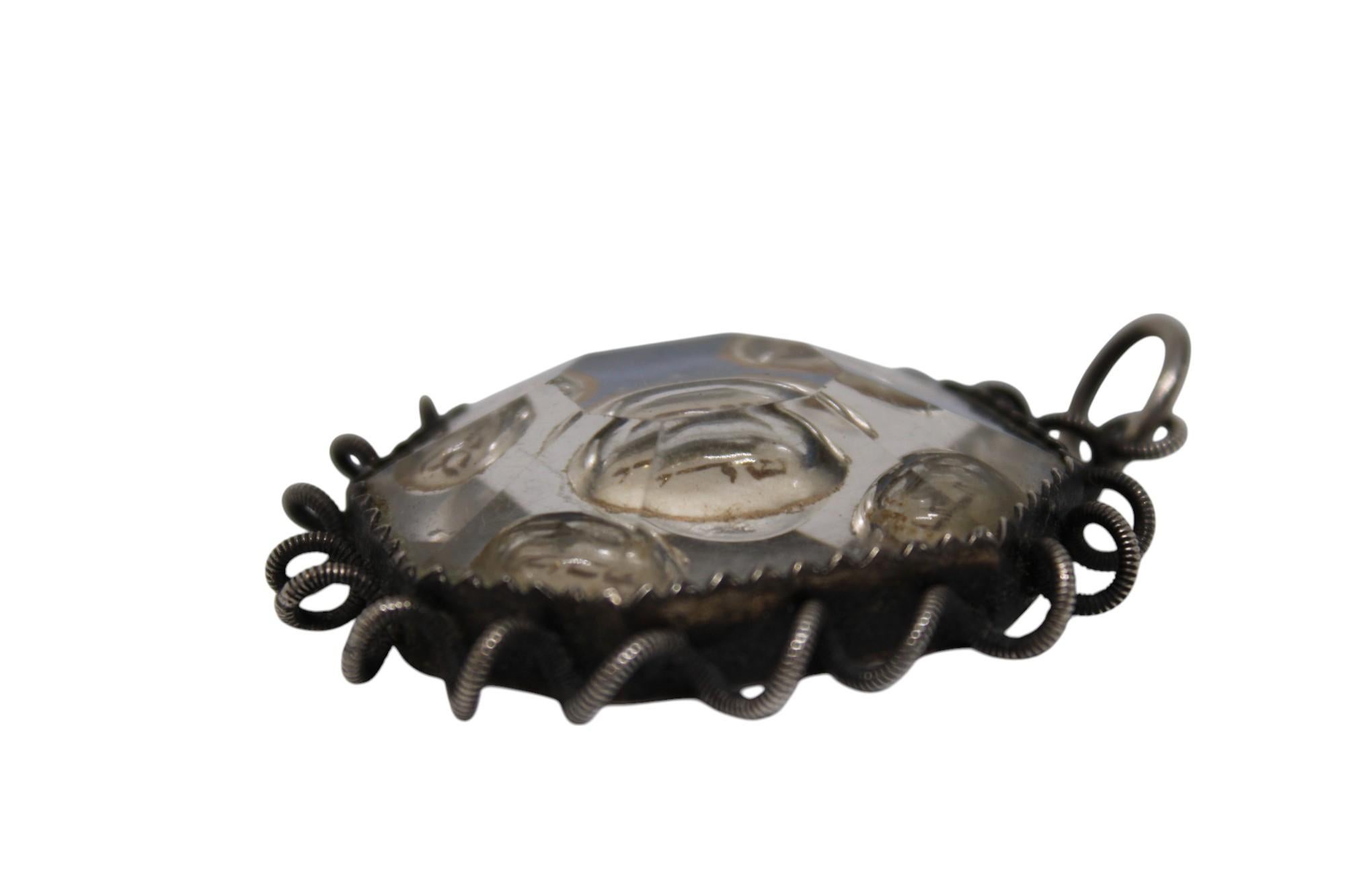 Italienisches Amuletten aus Silber und Glas, seltenes Judaica aus Italien, 17.-18. Jahrhundert (18. Jahrhundert und früher) im Angebot